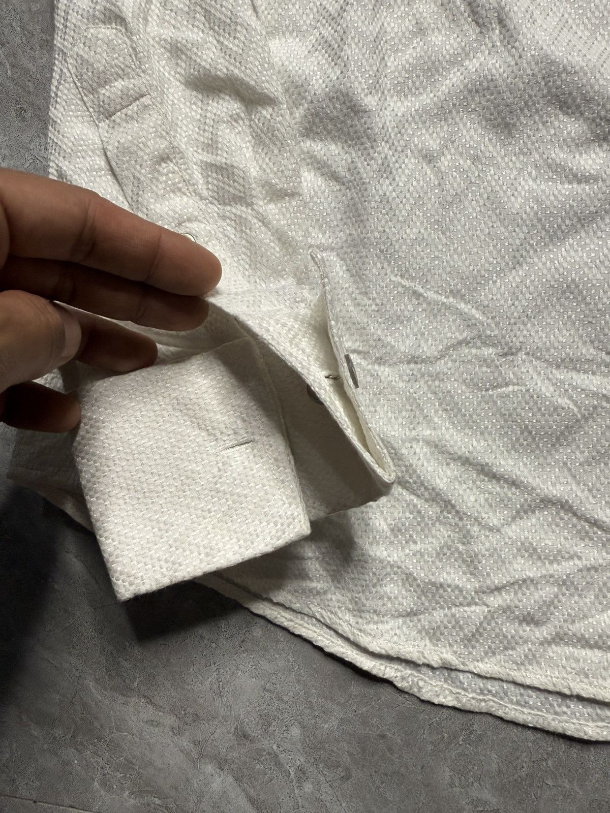 Prada Archival Prada Zigzag Pattern Woven Shirt Cufflink Sleeves Size US M / EU 48-50 / 2 - 6 Thumbnail