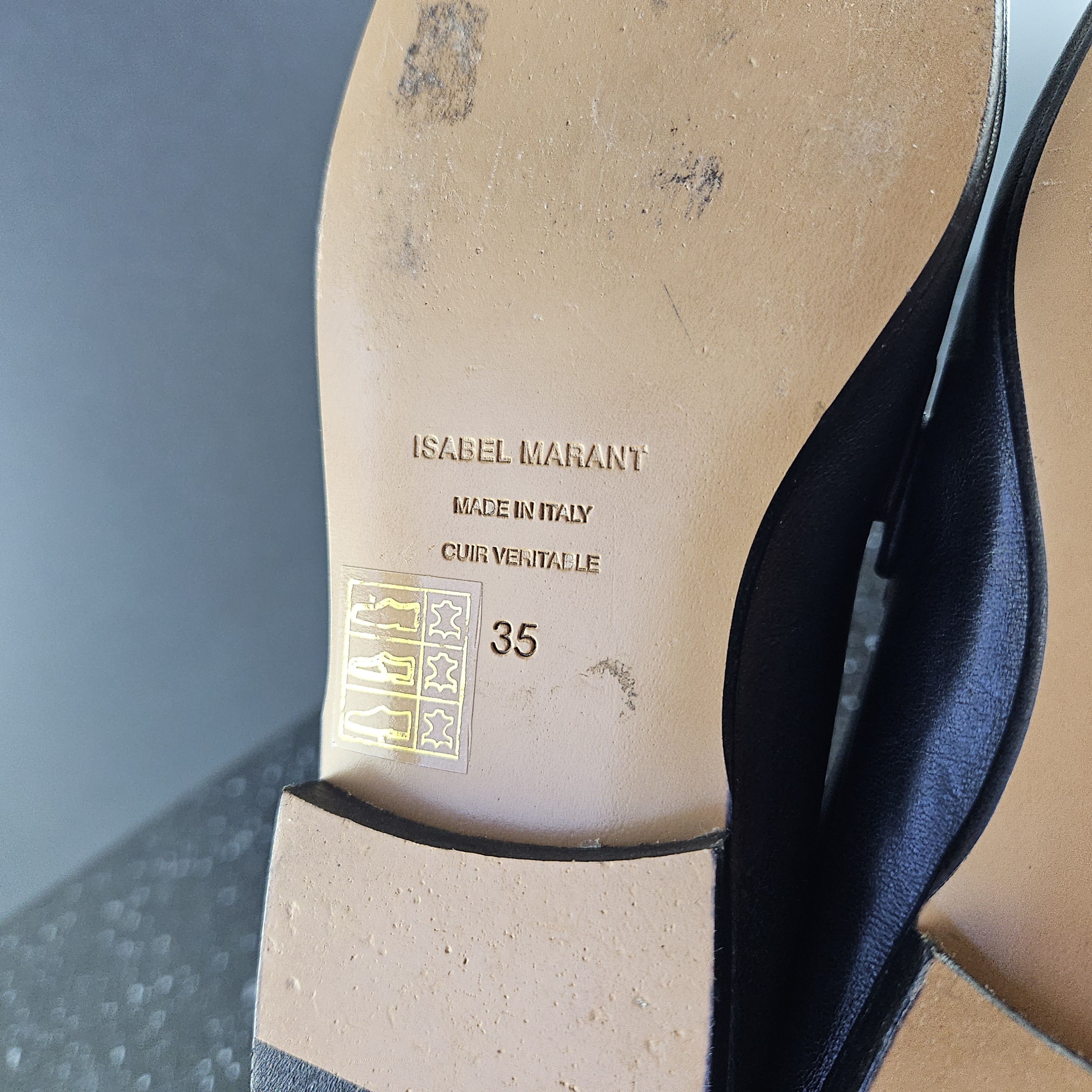 Isabel Marant Isabel Marant Black Leather Gold Chain Heel Loafers (Y0306) Size US 5 / IT 35 - 8 Thumbnail
