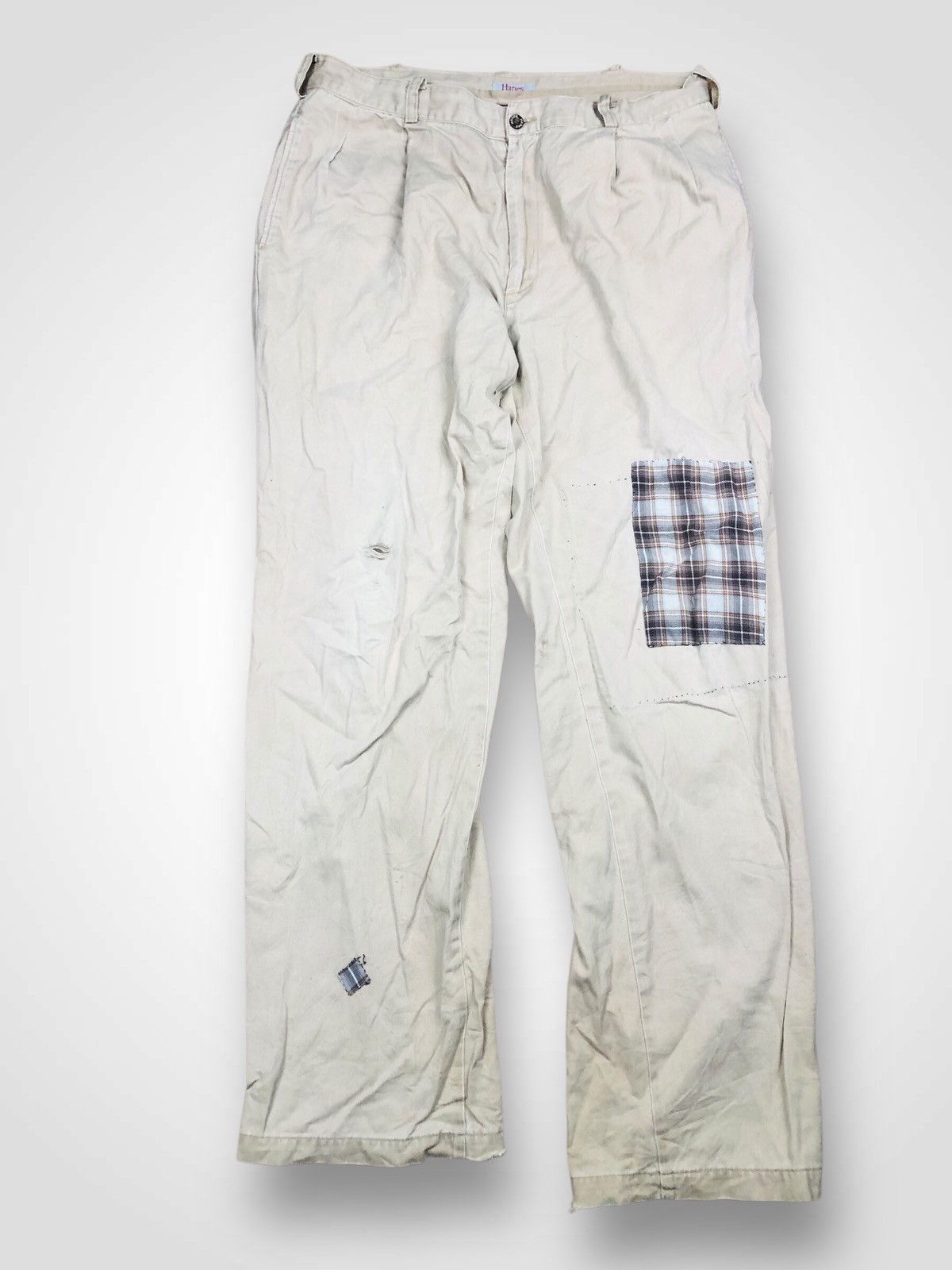 Hanes Unique Hanes Khaki Patchwork Pants Distressed (37) Size US 35 - 1 Thumbnail