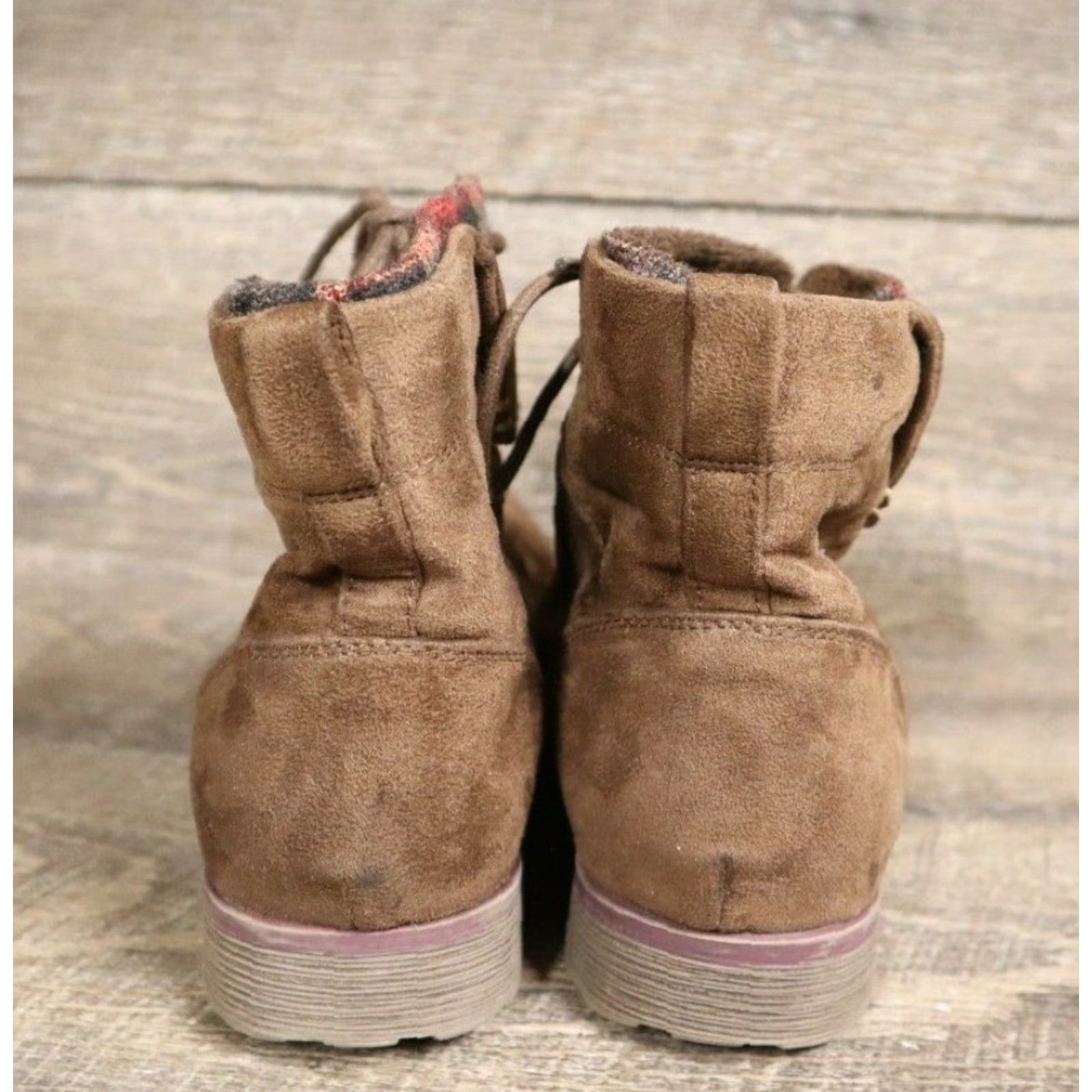 Vintage ROCK & CANDY Boots Women Combat Shoes Fold Down Lace 8.5 Brown Fall Winter Low Top Round Toe Vintage No 90s Theme Travel Mens Womens Girls Boys Size US 7 / IT 37 - 5 Thumbnail