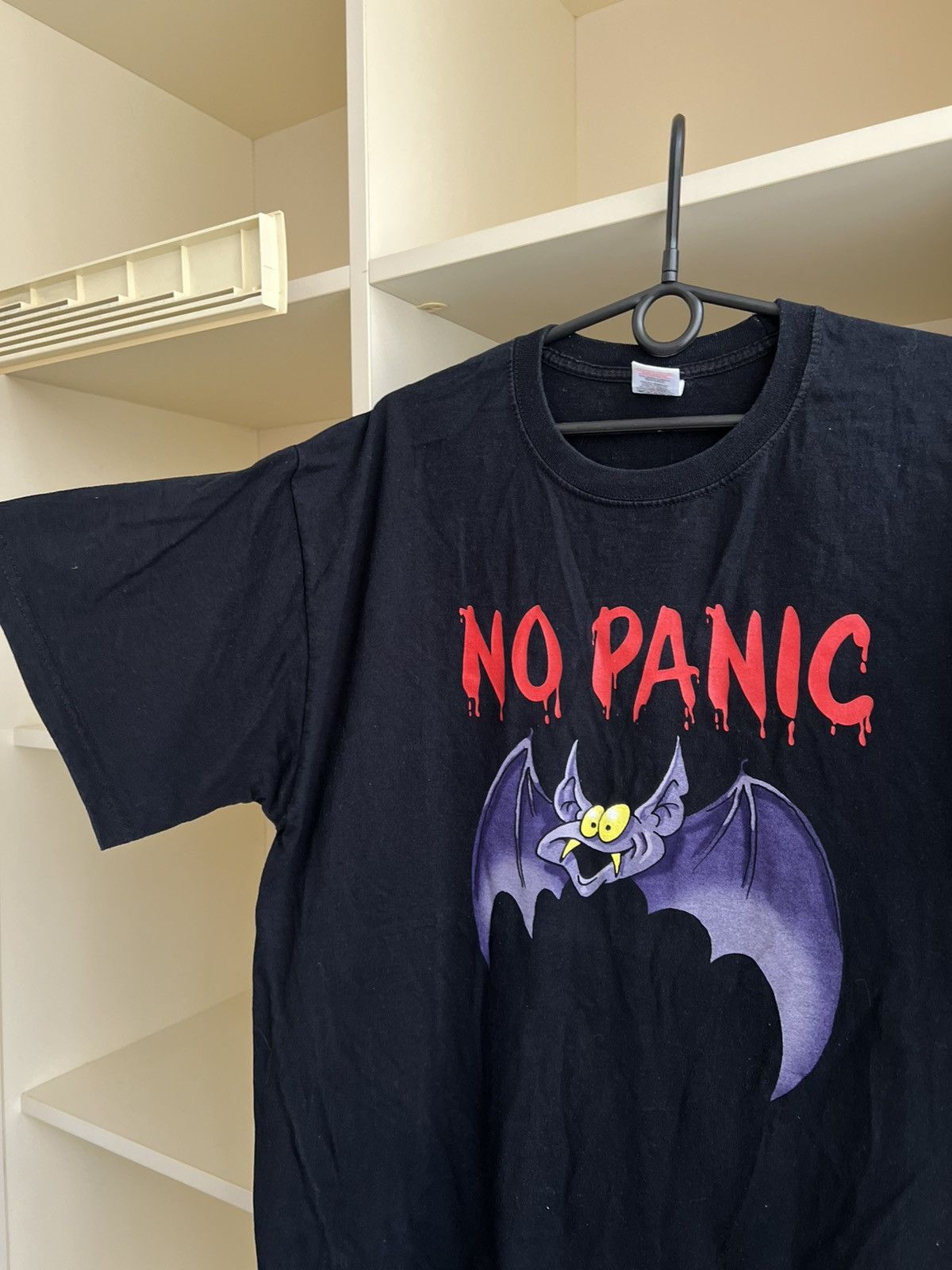 Vintage Vintage No Panic Be Relaxed Bat T-Shirt Black Funny Graphic Size US XL / EU 56 / 4 - 7 Thumbnail