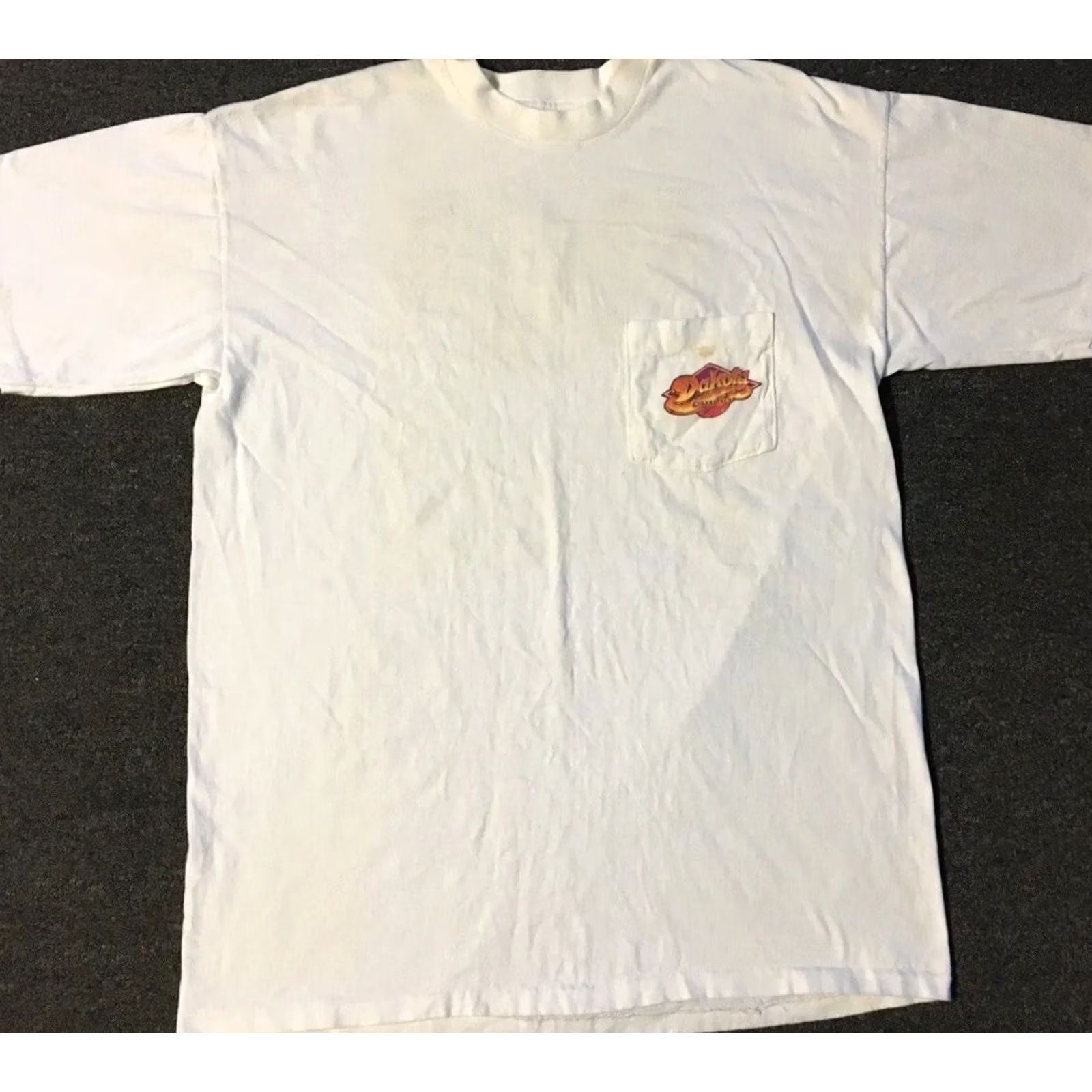 Camel VINTAGE Dakota Cigarettes Faded Distressed Shirt L White Men Short Sleeve 90s 80s Grunge Biker Rock USA Camels Size US L / EU 52-54 / 3 - 2 Thumbnail