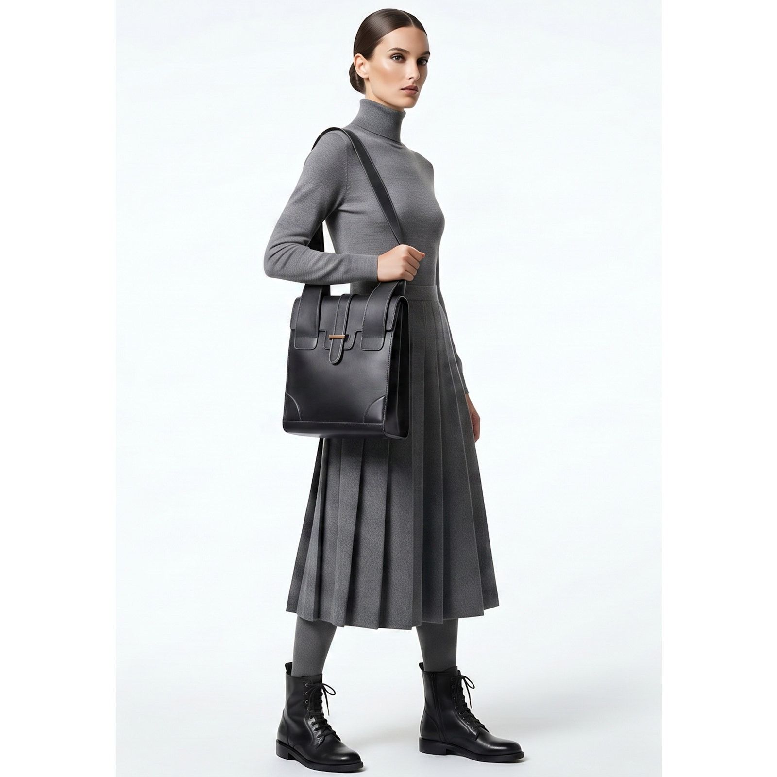 Genuine Leather × Vintage Vintage Silvani Italy Black Leather Structured Shoulder Bag Size ONE SIZE - 1 Thumbnail