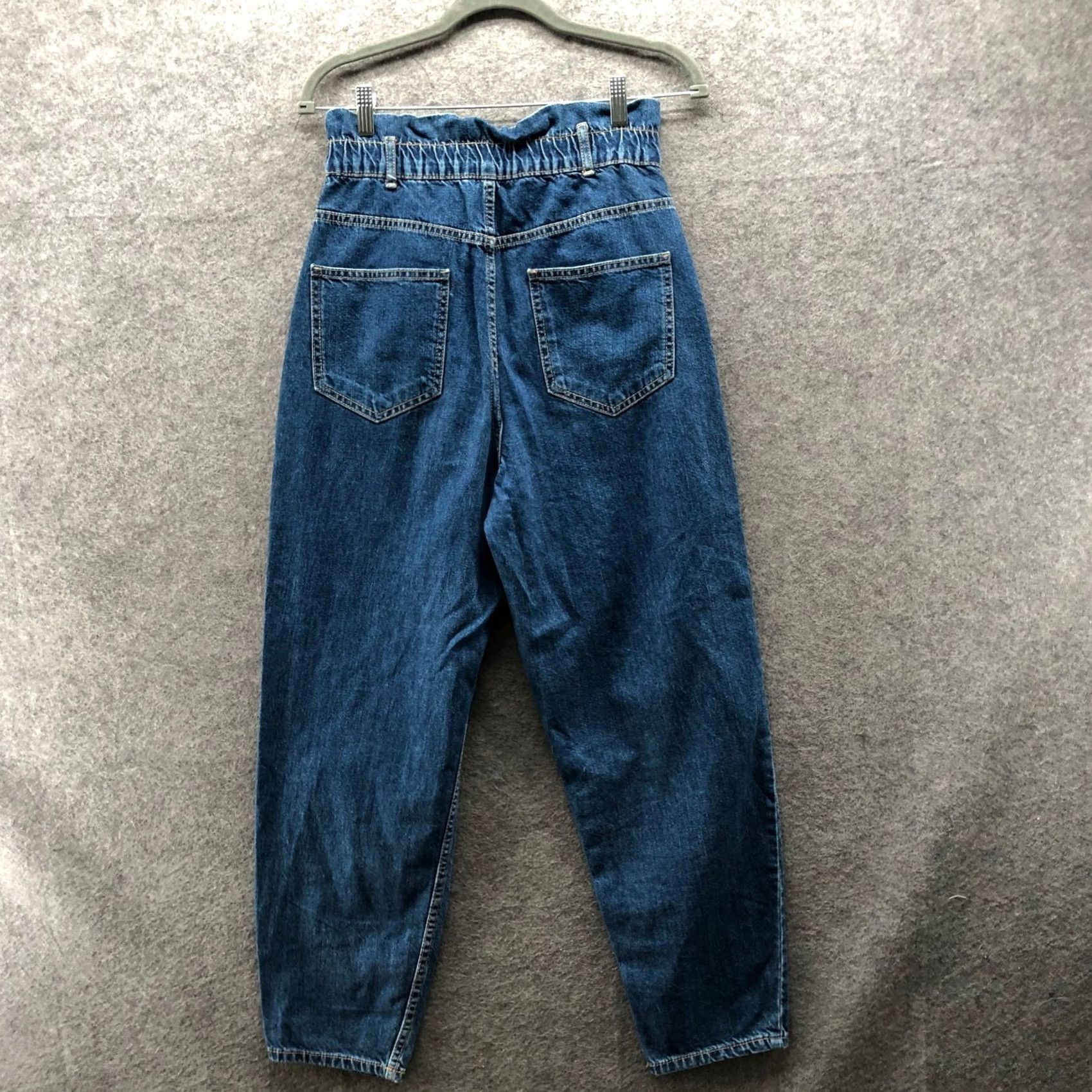 Zara Zara Paperbag Waist Baggy Jeans Womens S Blue Relaxed Barrel Blue High Rise Jeans Size 28" / US 6 / IT 42 - 2 Thumbnail