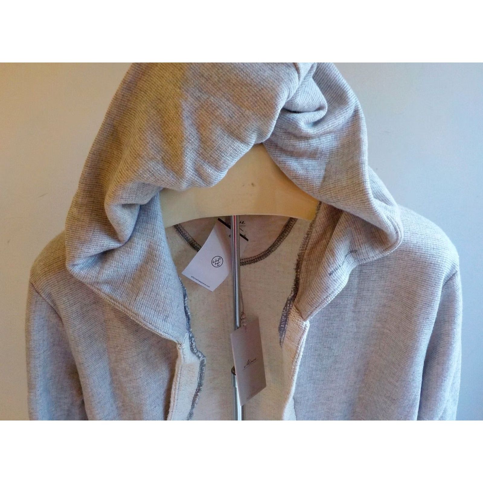 Vintage ALTERNATIVE Hooded Cardigan Sweatshirt Open Front Heather Wheat Adult Medium Womens Size M / US 6-8 / IT 42-44 - 2 Thumbnail