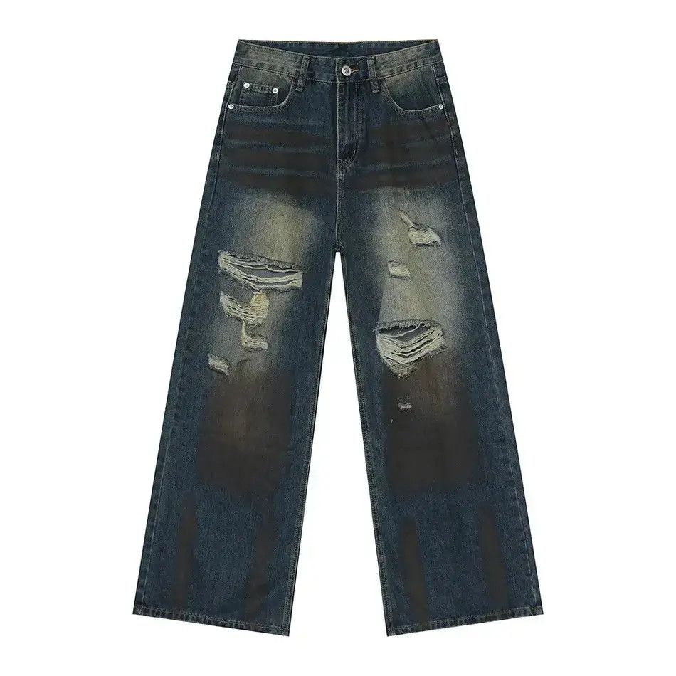 Japanese Brand Retro loose wide leg straight leg jeans Size US 32 / EU 48 - 6 Thumbnail