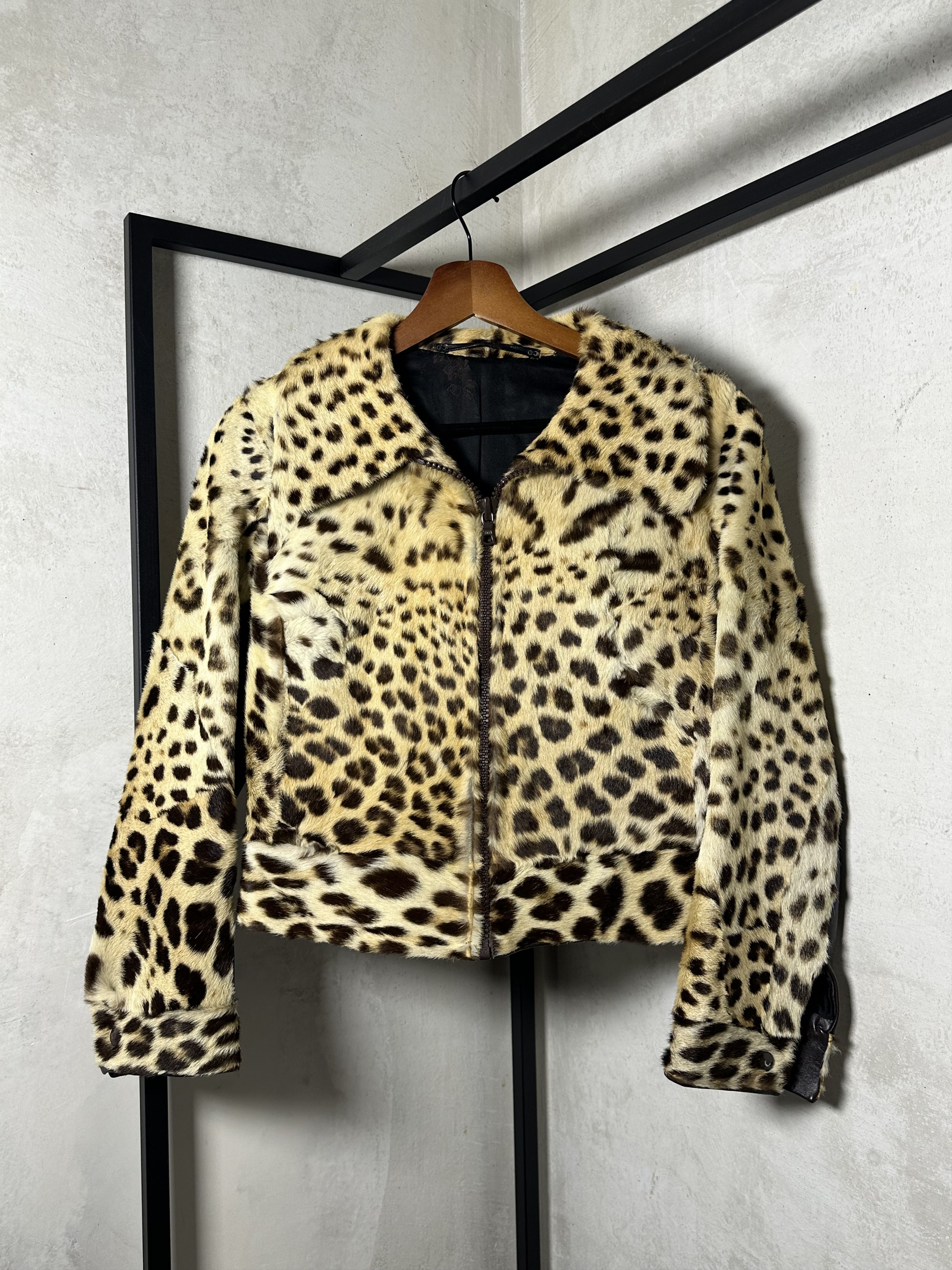 Nocturne Pony Fur Leopard Printed Blazer