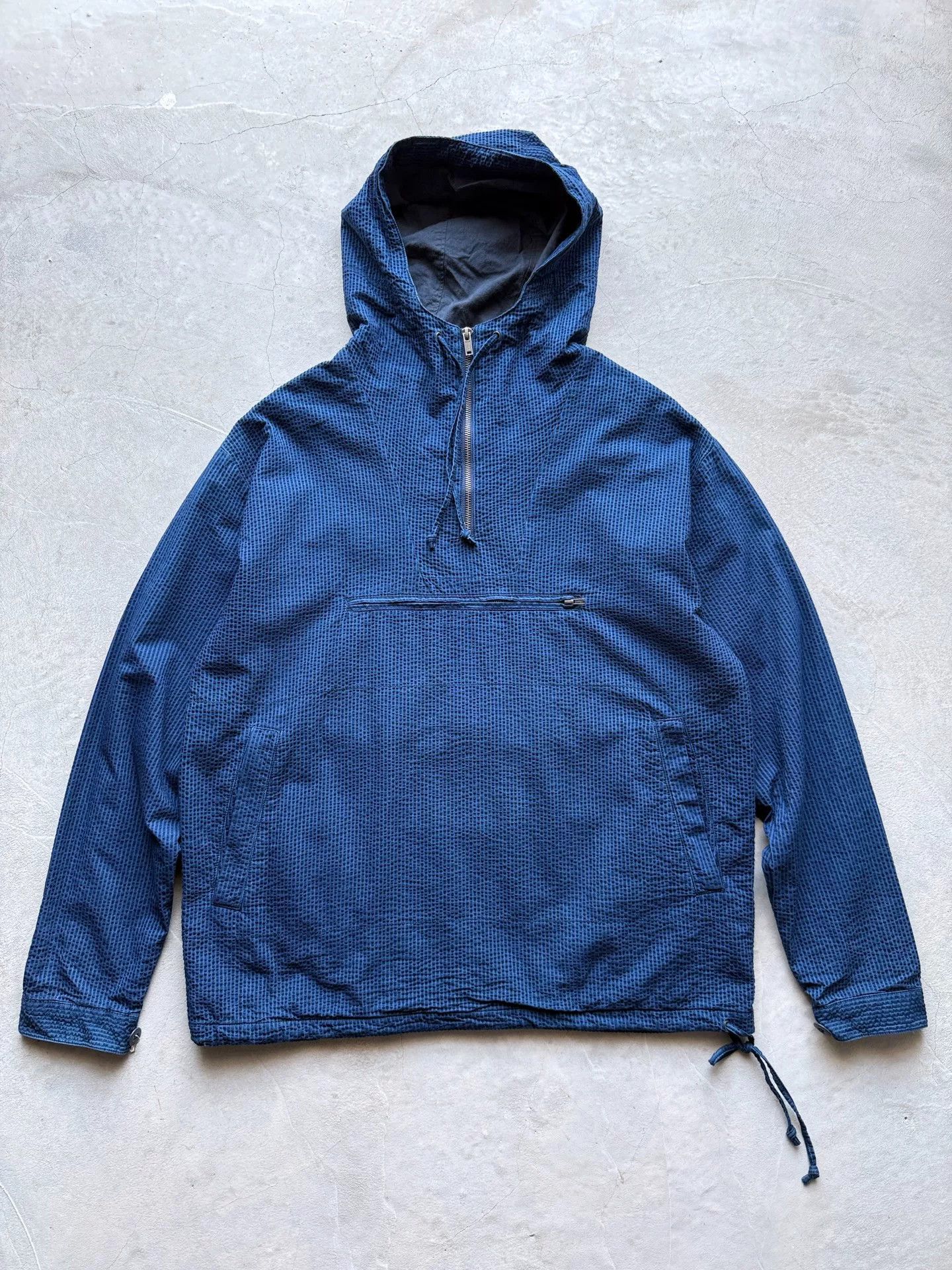 Vintage Vintage 90s J Crew Indigo Seersucker Anorak Size US L / EU 52-54 / 3 - 1 Thumbnail