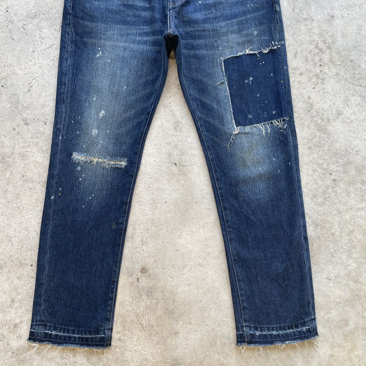 Japanese Brand Vintage Back Number Faded Denim Jeans Pants Splash Paints Size US 33 - 4 Thumbnail