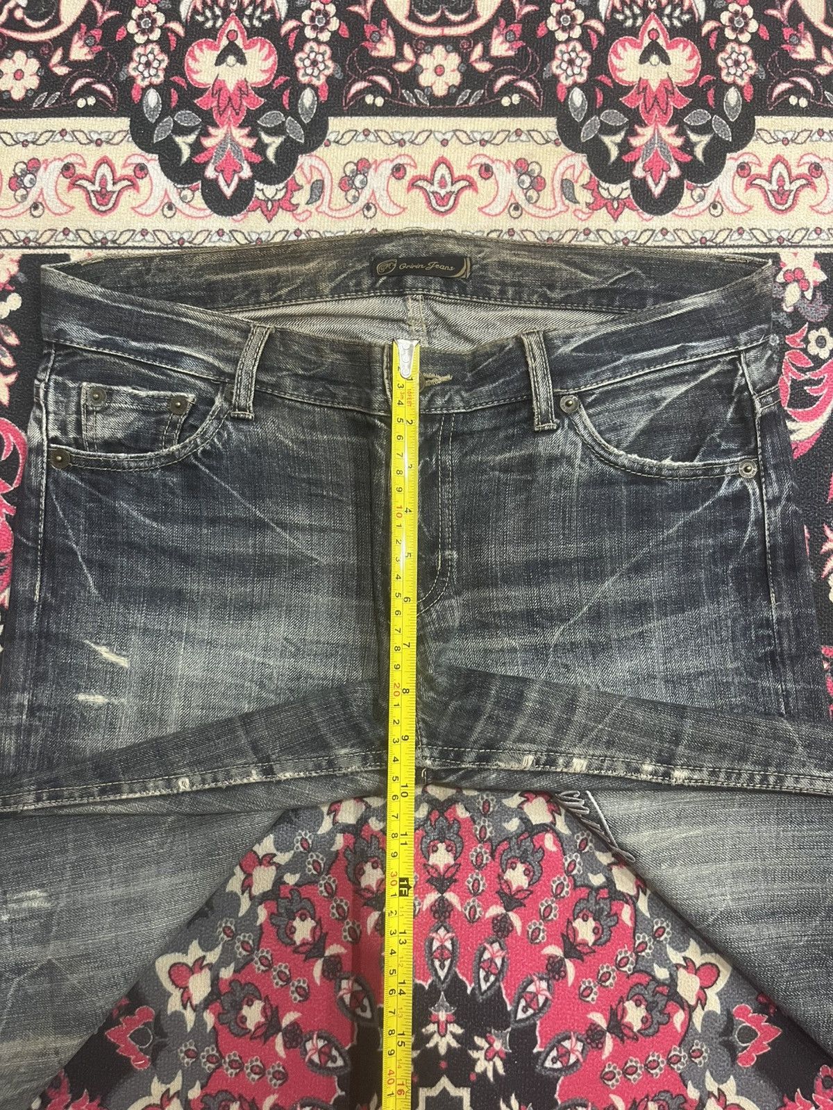 Le Grande Bleu (L.G.B.) Oririn Slogan Embroidered Thunder Washed Distressed Jeans Size US 34 / EU 50 - 12 Thumbnail