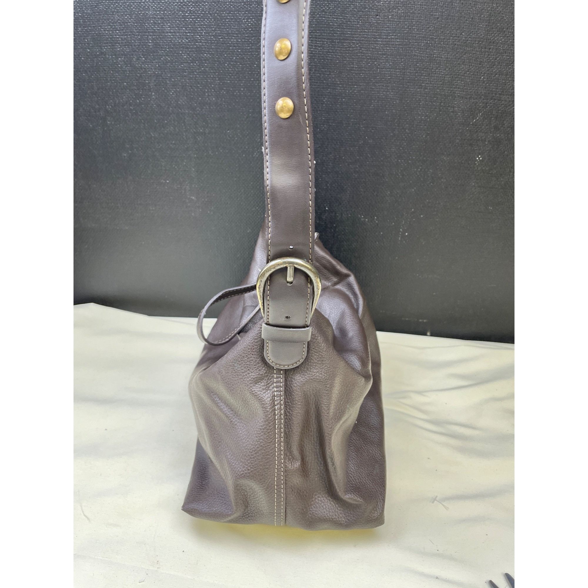 Nine West Nine West Womens Brown Shoulder Handle Bag Copper Studded St Size ONE SIZE - 3 Thumbnail