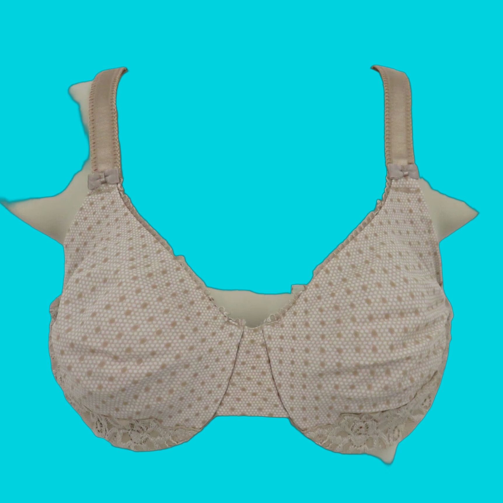 Vintage Olga Bra 36C Full Coverage Underwire T-Shirt Beige Polka Dot 35063 Ladies Womens Clothing Size ONE SIZE - 1 Thumbnail