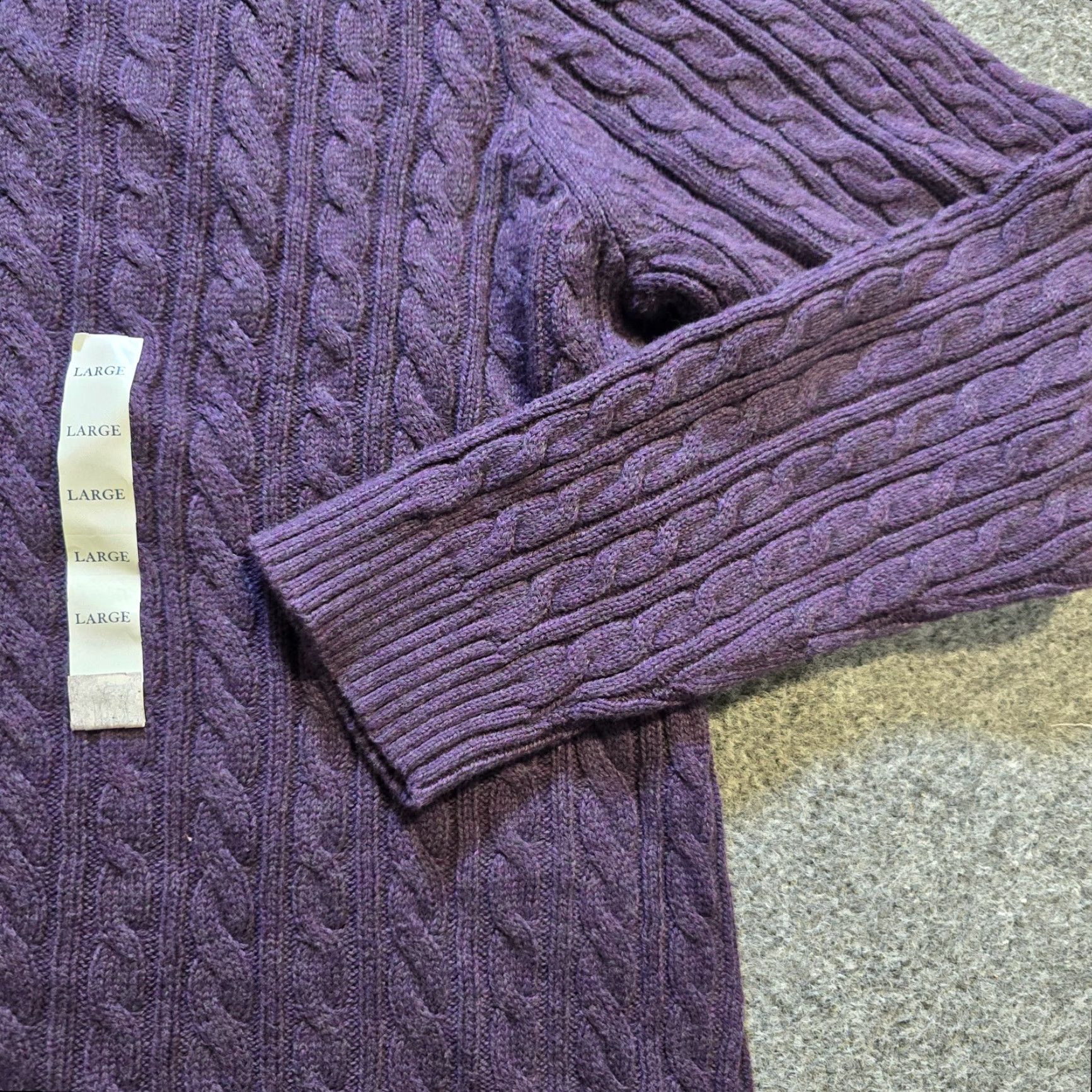 Croft & Barrow Croft Barrow Sweater Womens Size L Purple Cable-Knit Cotton Pullover Casual Winter Classic Womens (Regular) Size L / US 10 / IT 46 - 4 Thumbnail
