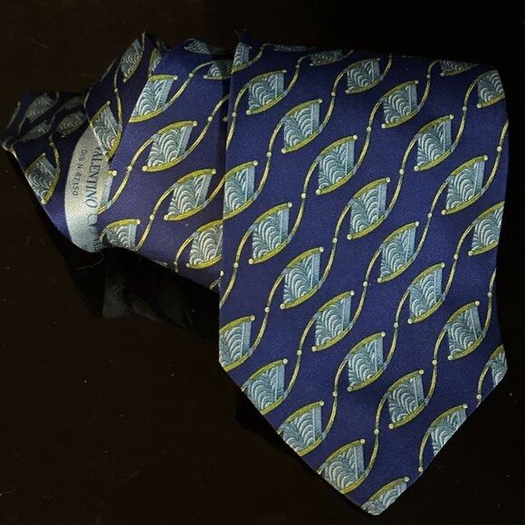Valentino Valentino Blue Silk Tie Luxury Neckwear Couture Mans Neckti Size ONE SIZE - 2 Thumbnail