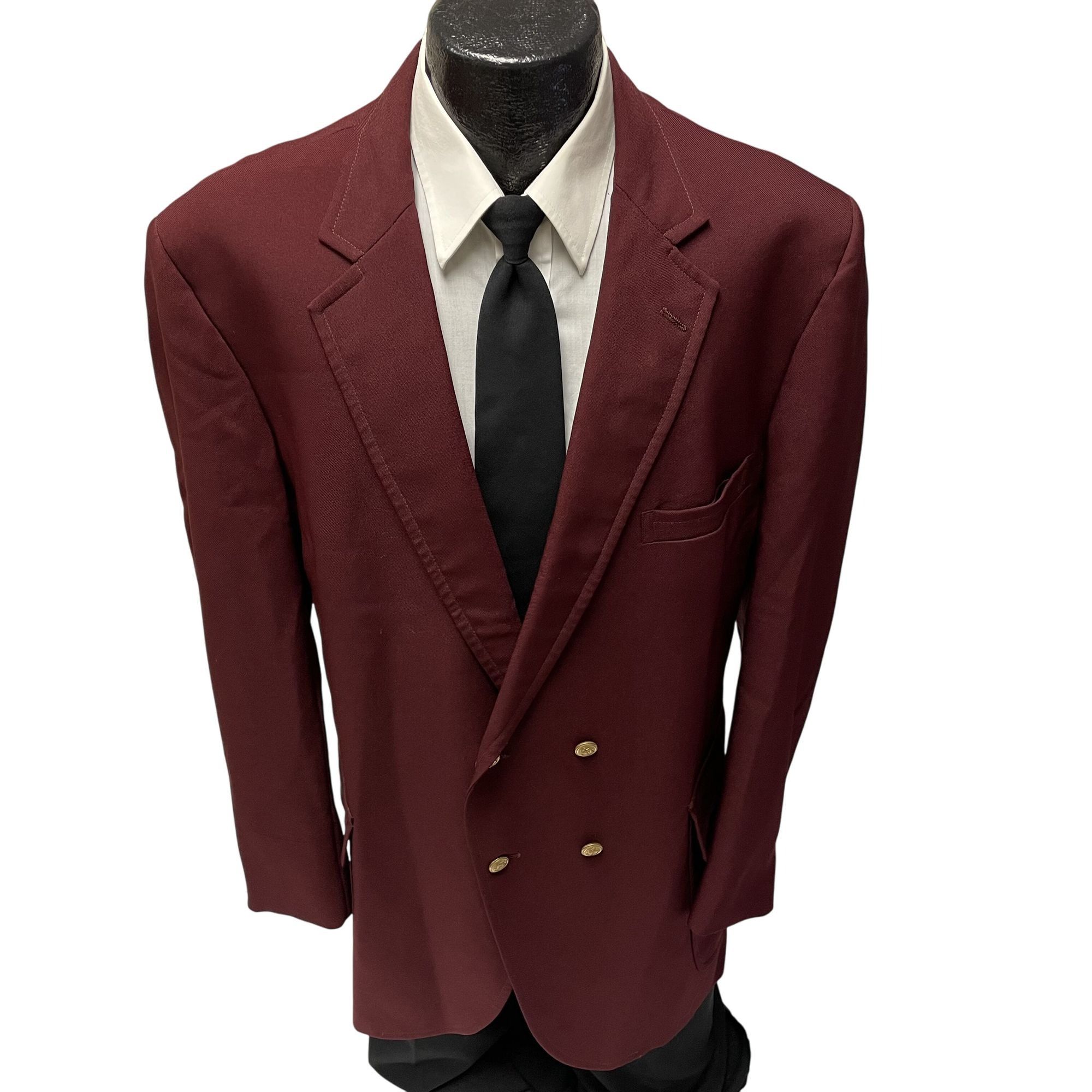 Other Vtg Maroon Gold Btn Sport Coat Double Breasted Wool Jacket Size 46R - 1 Thumbnail