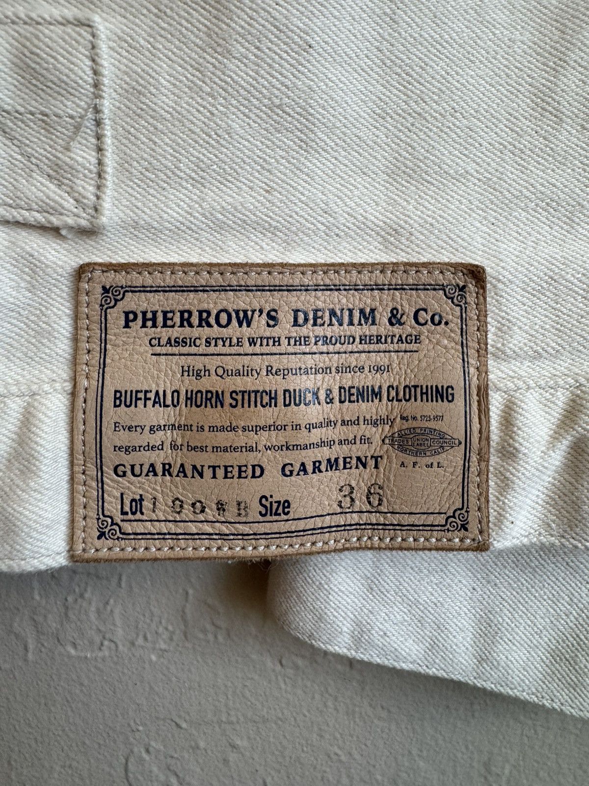 Pherrow's Pherrow’s Frontier Series Type II White Denim Jacket Size US M / EU 48-50 / 2 - 7 Thumbnail
