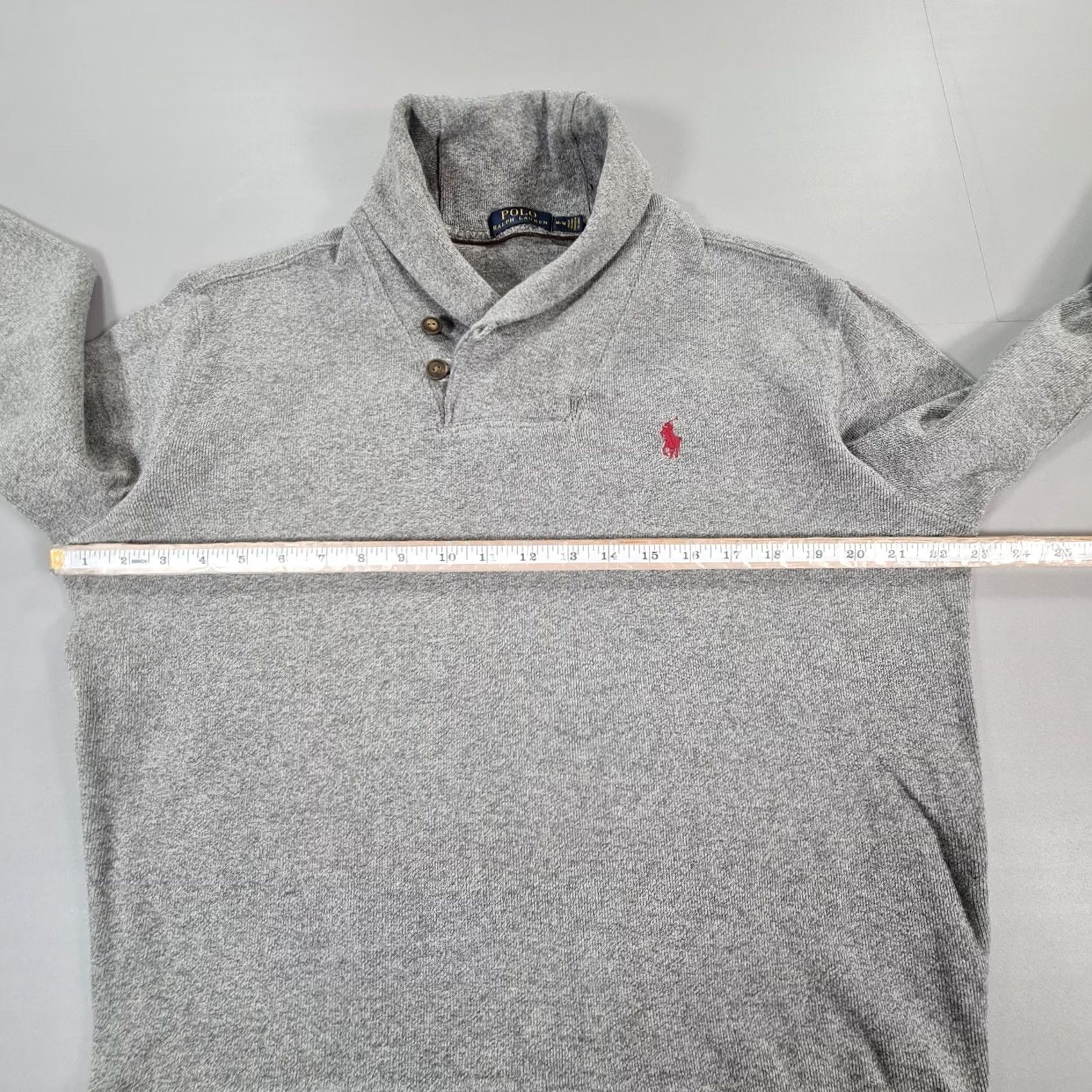 Polo Ralph Lauren Polo Ralph Lauren Mens Jumper Grey Medium Cotton Shawl Neck Pullover 19627 Size US M / EU 48-50 / 2 - 7 Thumbnail