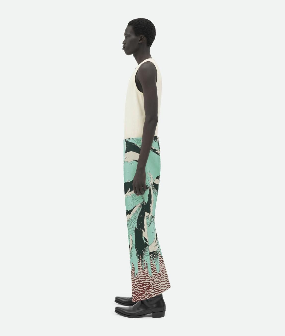 Bottega Veneta o1lv12m1024 Curved Shape Graphic Viscose Jacquard Trousers Size US 36 / EU 52 - 2 Thumbnail