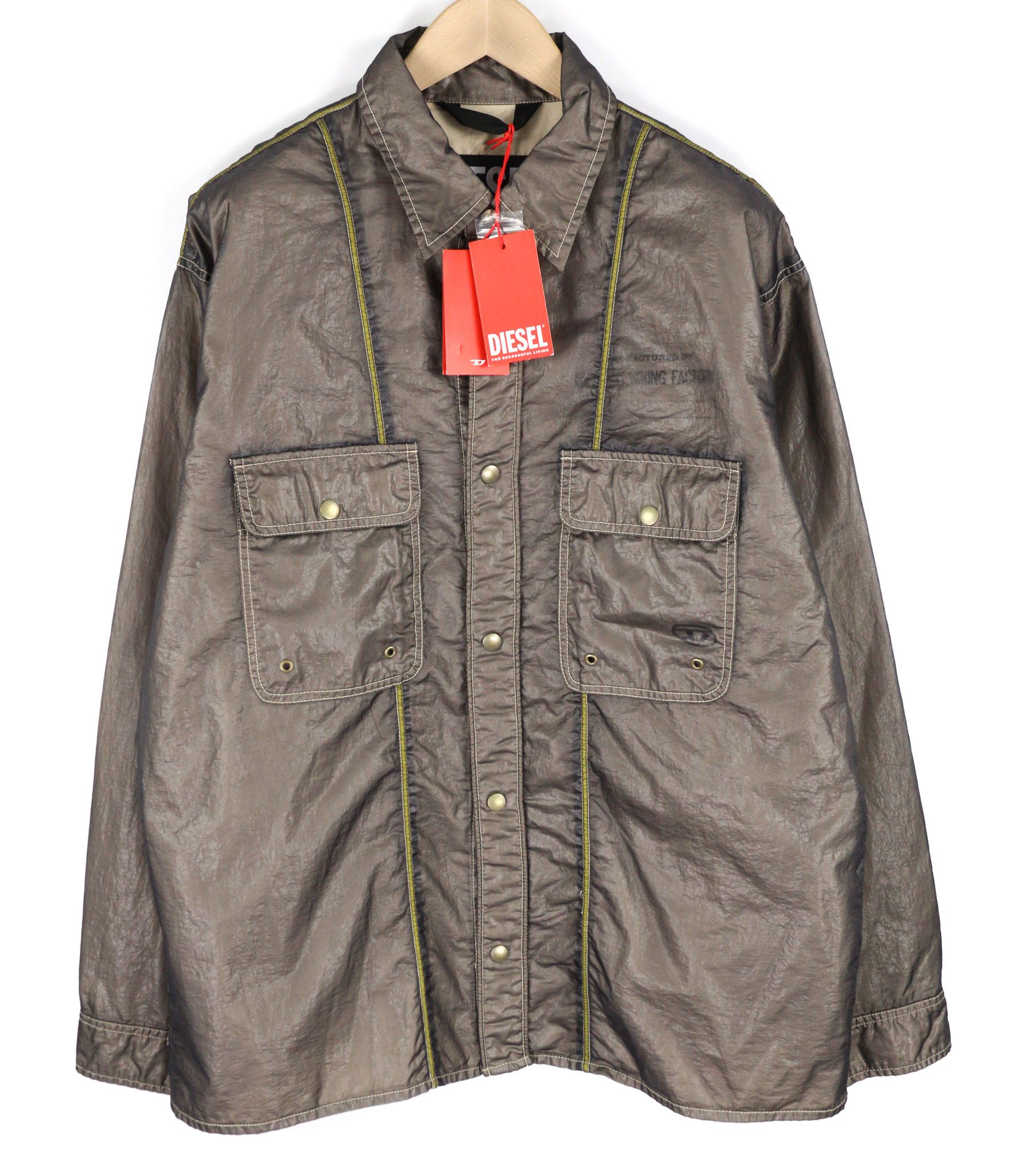Diesel S-U24 XL Snap Buttons Shiny Polo Neck Jacket 81736 Size US XL / EU 56 / 4 - 1 Thumbnail