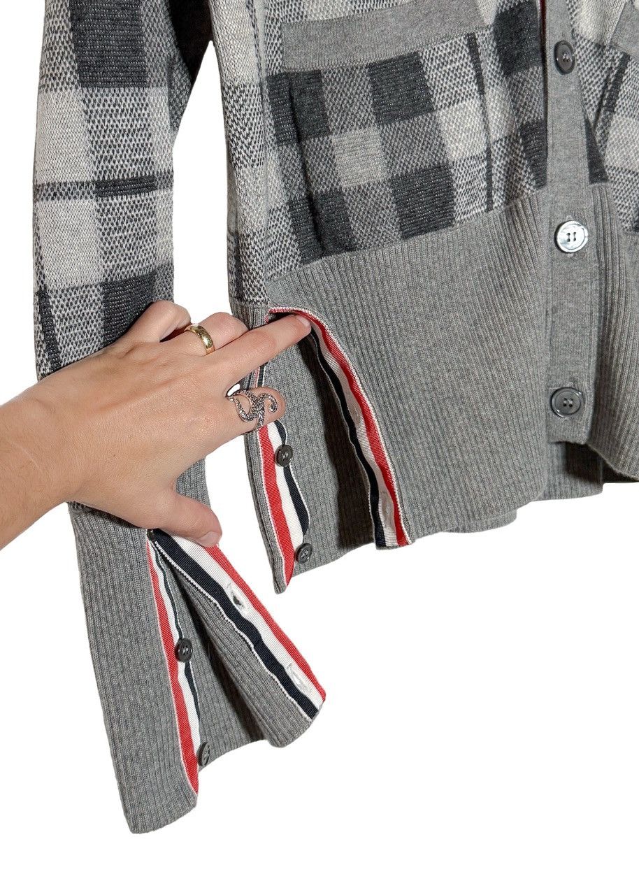 Thom Browne Thom Browne Grey Cashmere Tartan Check Cardigan Sweater Size US XL / EU 56 / 4 - 3 Thumbnail