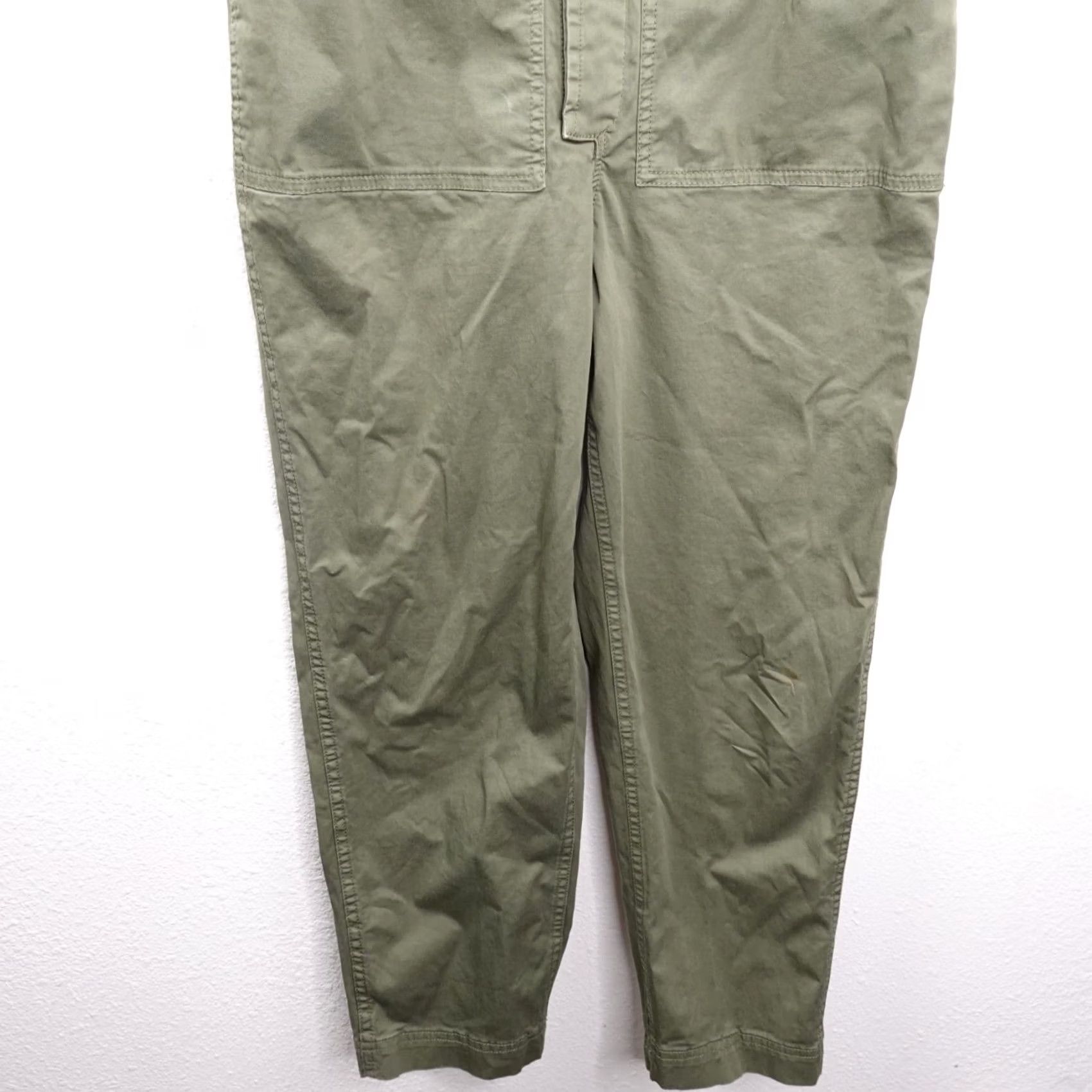 Alex Mill VINTAGE Alex Mill Jumpsuit Short Sleeve Womens XS Green Cotton Spandex Canvas Belted Pockets Cropped - Size 26" / US 2 / IT 38 - 6 Thumbnail