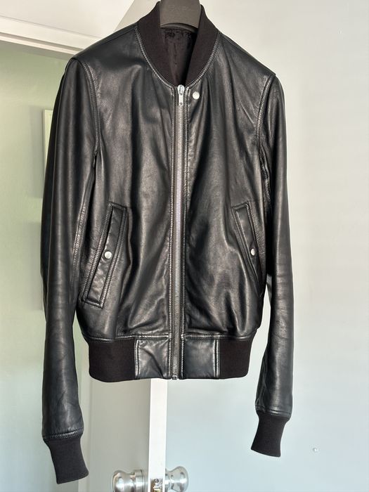 Rick Owens Rick Owens Strobe bomber jacket in black lamb leather | Grailed