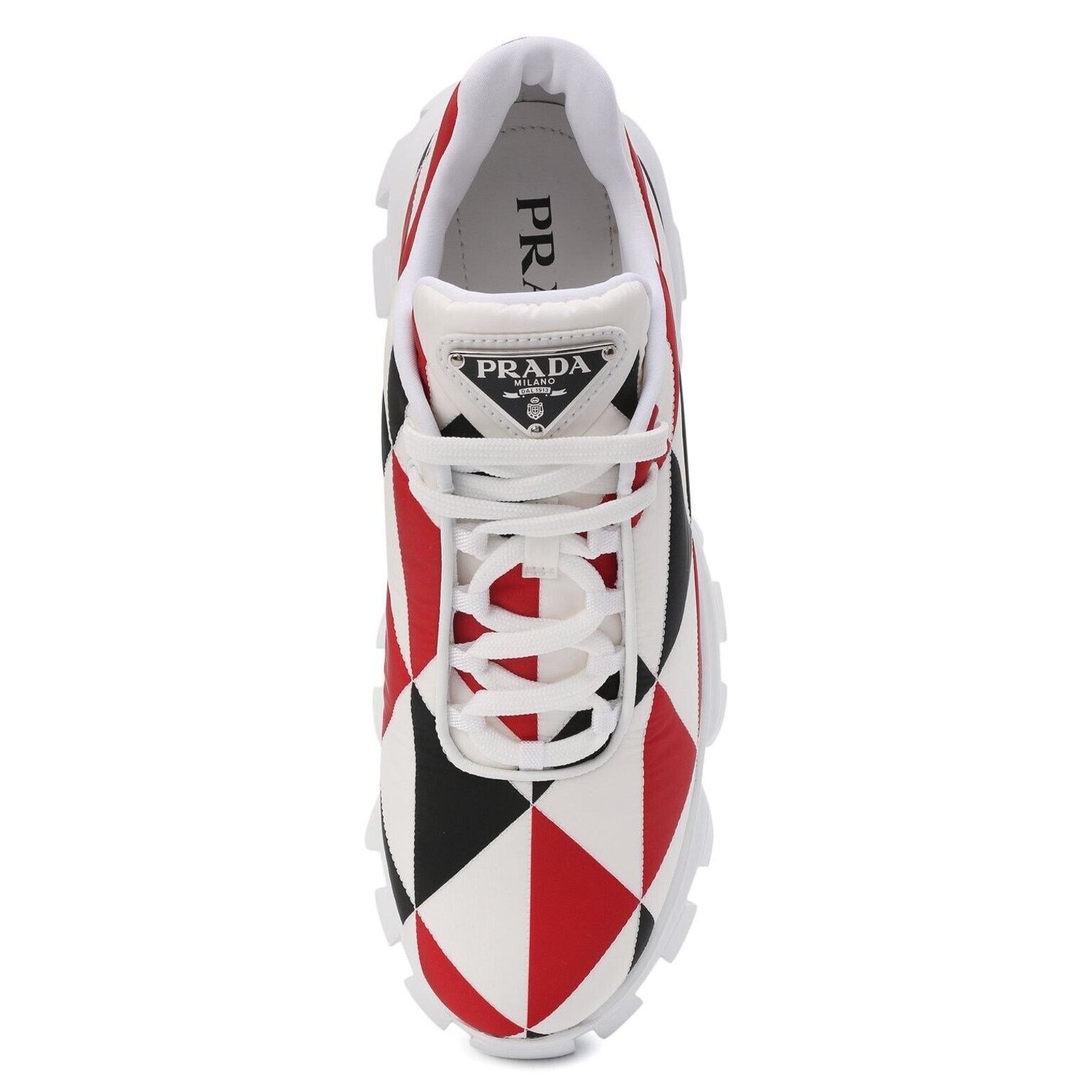 Prada 1E863M WHITE BLACK RED NYLON LOGO THUNDER CHUNKY SNEAKERS 38 Size US 8 / IT 38 - 6 Thumbnail