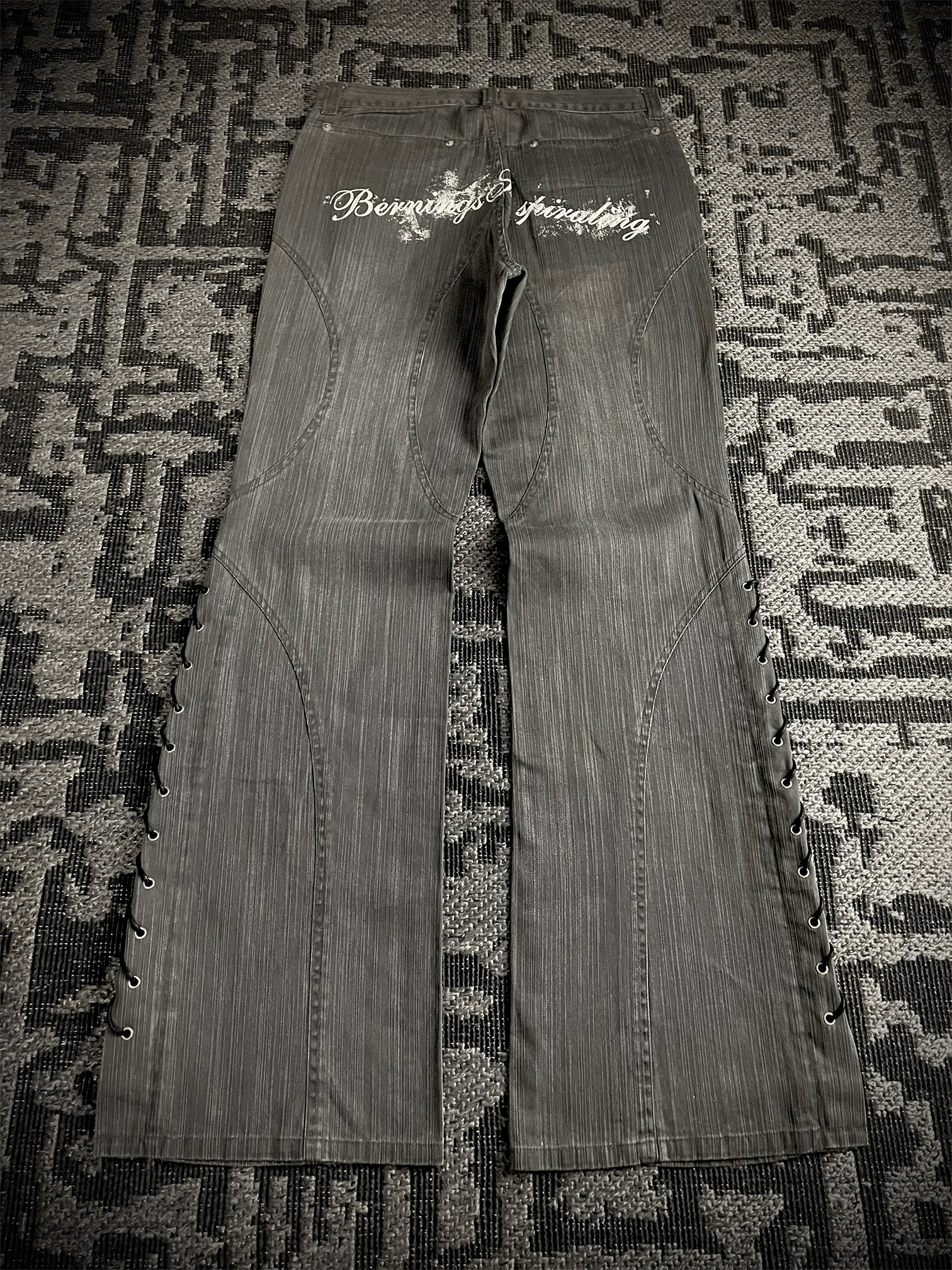 Japanese Brand Bernings Sho Lace Up Flared Pants Size US 31 - 6 Thumbnail
