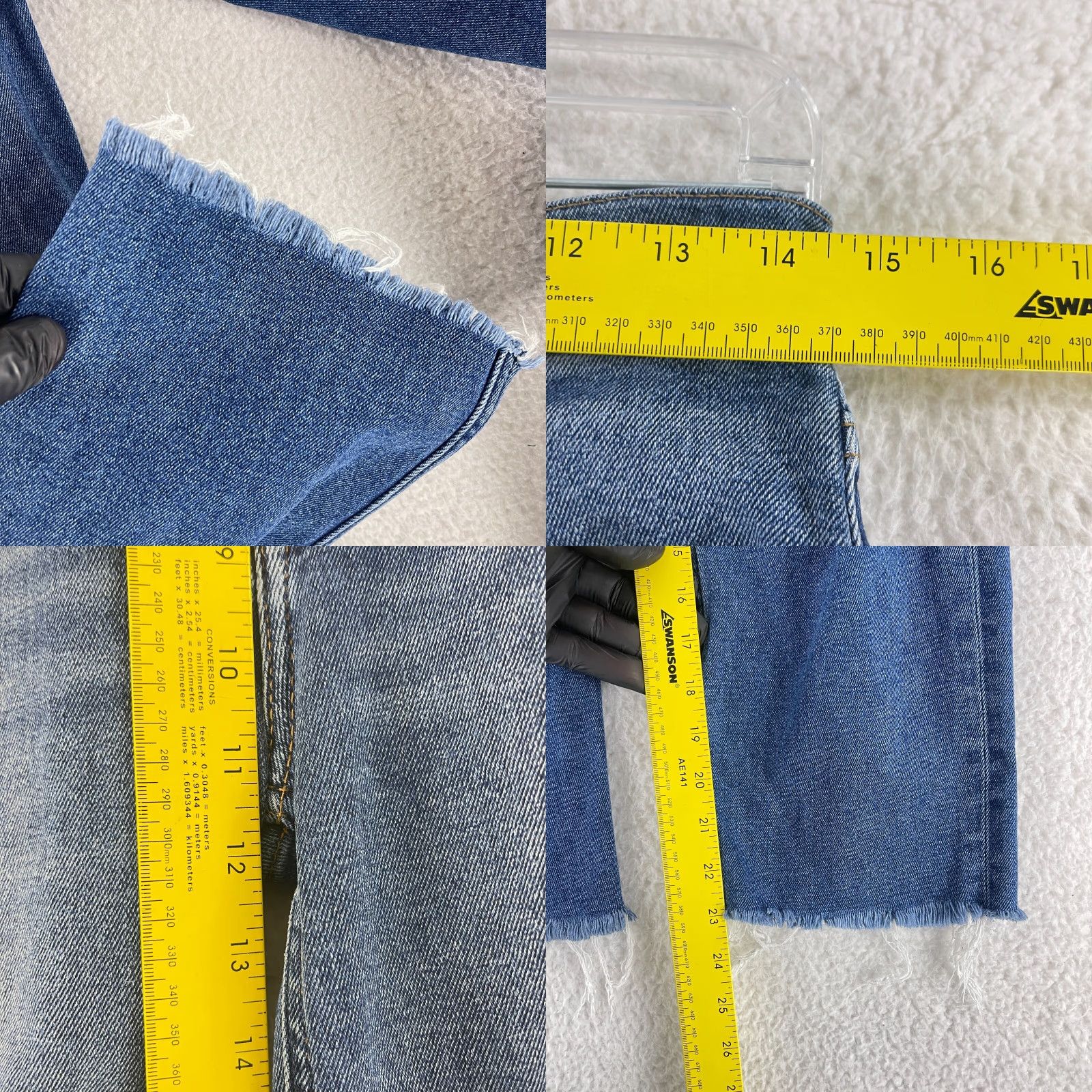 RE/DONE Re/Done 70s Stovepipe Jeans Womens Size 28 Blue Denim Straight Leg Frayed Hem Jeans Size 28" / US 6 / IT 42 - 8 Thumbnail