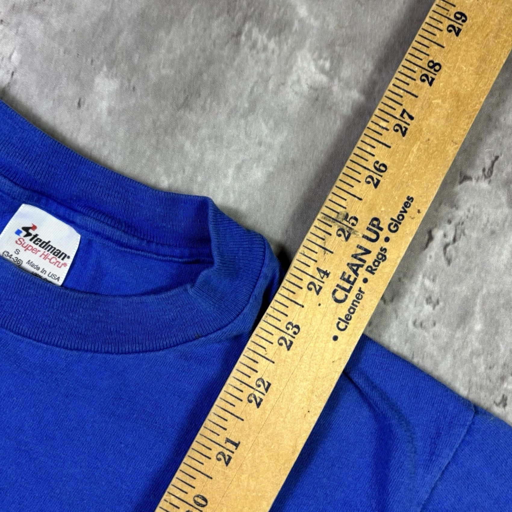 Spell VINTAGE Boston T Shirt Blue Single Stitch Spell Out size Small 90s USA Shirt Mens S Short Sleeve Crew Neck Cotton Graphic Print USA Stitch 90s Vintage Size US S / EU 44-46 / 1 - 7 Thumbnail