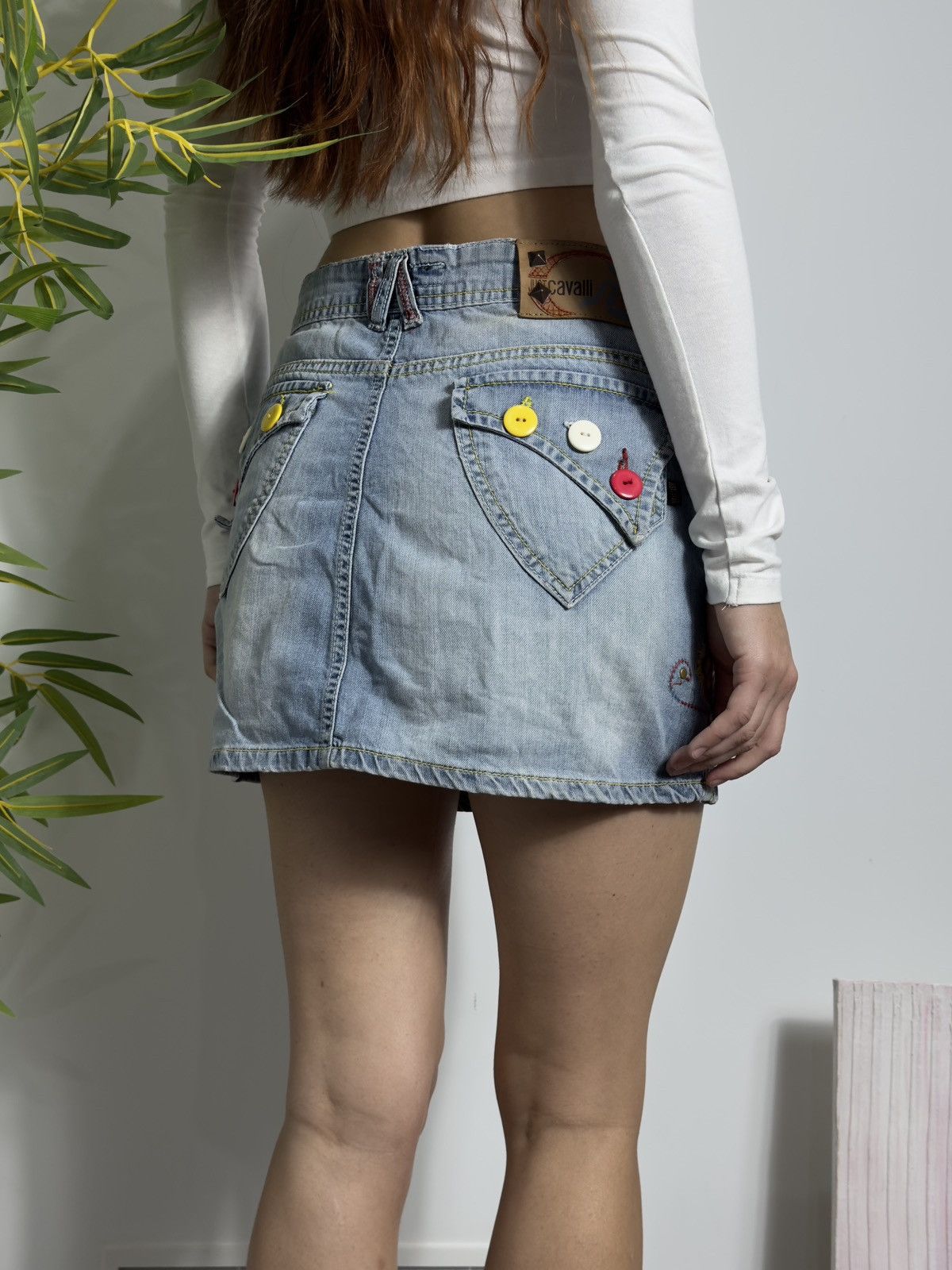 Just Cavalli VINTAGE JUST CAVALLI 2000s MINI DENIM SKIRT Size 29" - 2 Thumbnail