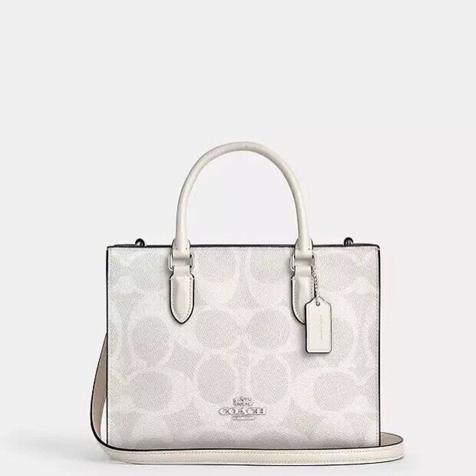 Coach NWT COACH CAL28 Maggie Small Tote Bag Leather White/Chalk Size ONE SIZE - 5 Thumbnail