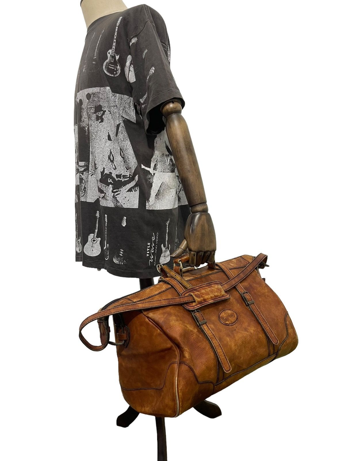 Japanese Brand Full Leather Patina Vtg Unknown Duffle Bag 1🟩 Size ONE SIZE - 2 Thumbnail