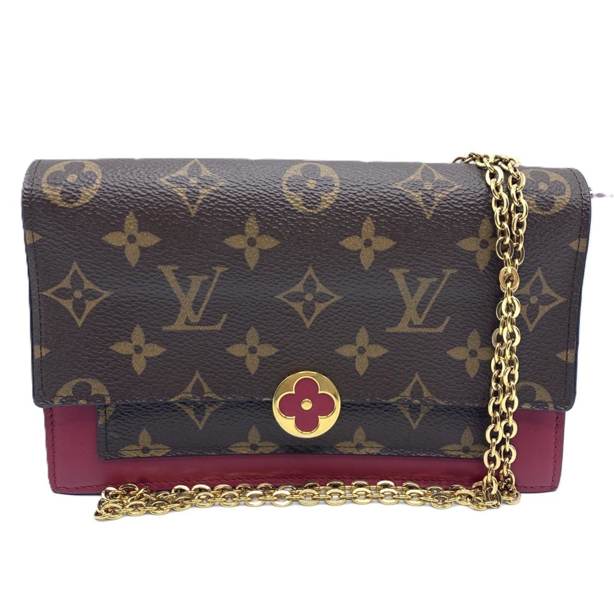 Louis Vuitton Chain Wallet Portefeuille Flor Shoulder Monogram Fuchsia Pochette Clutch Flower M69578 LOUIS VUITTON