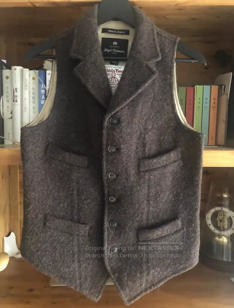 Nigel Cabourn Nigel Cabourn Herringbone Waistcoat, Dark Brown Size US S / EU 44-46 / 1 - 2 Thumbnail