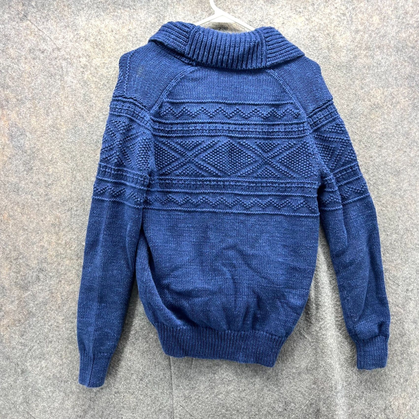 J.Crew J.CREW Cardigan Sweater Men Small Blue Pockets Cable Knit Aztec Shawl Button Vintage: No Size US S / EU 44-46 / 1 - 2 Thumbnail