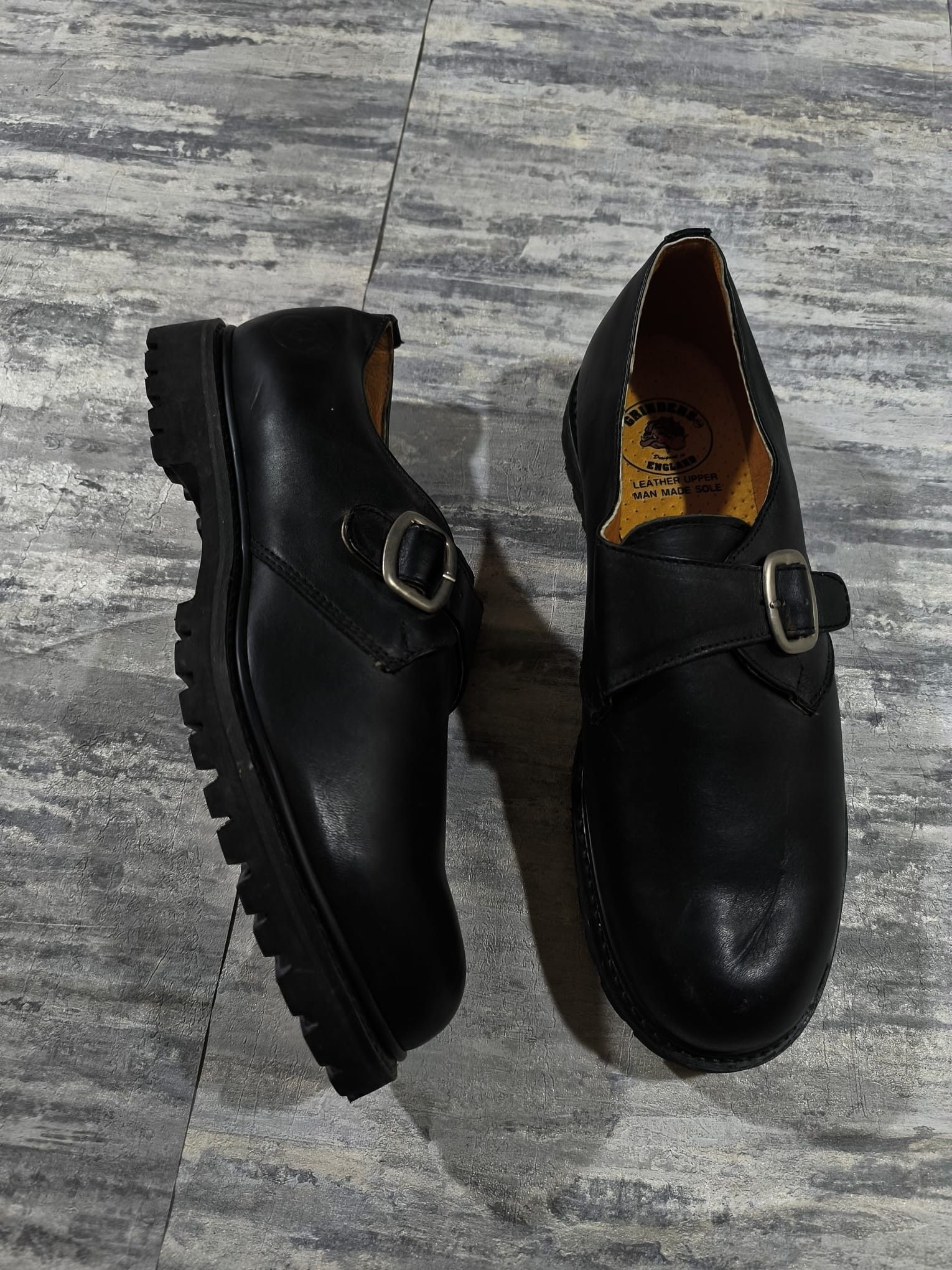Leather monk strap genuine leather grinders England derby shoes Size US 13 / EU 46 - 8 Thumbnail