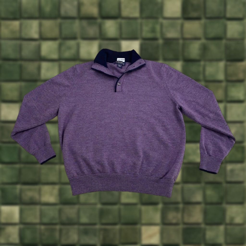 Brooks Brothers Brooks Brothers Extra Fine Merino Wool Purple Knit Quarter Button Men’s Sweater Size US L / EU 52-54 / 3 - 1 Thumbnail