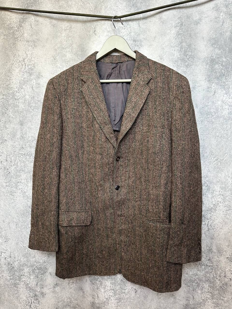 Harris Tweed Harris Tweed Blazer Handwoven 80s Wool Herringbone Check Size 50R - 1 Thumbnail