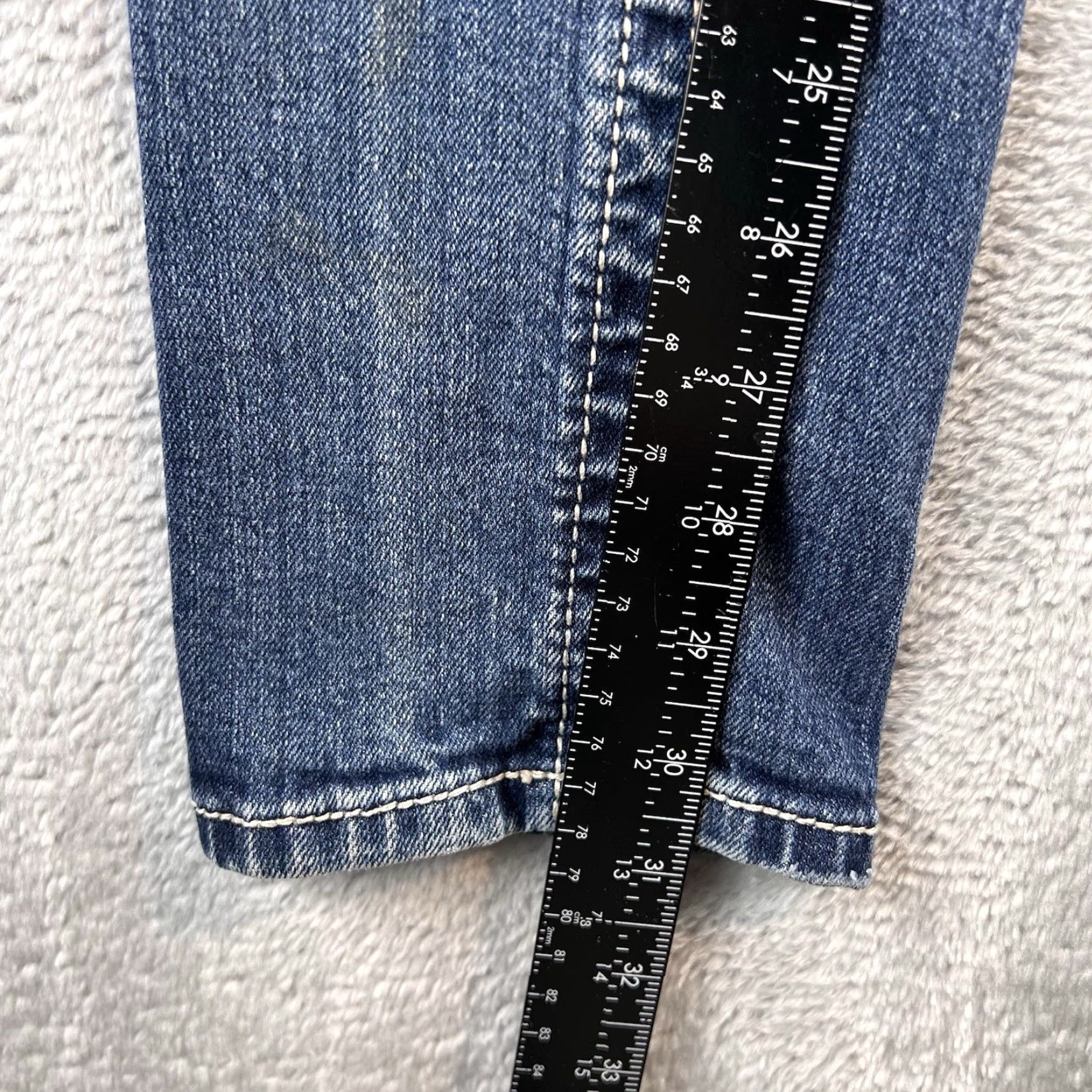 Miss Me Miss Me Jeans Women’s Slim Skinny Denim 5-Pocket Buckle Button Zip Blue Patch Rhinestone Embroidered Details 28x31 Vintage? No Size 27" / US 4 / IT 40 - 7 Thumbnail