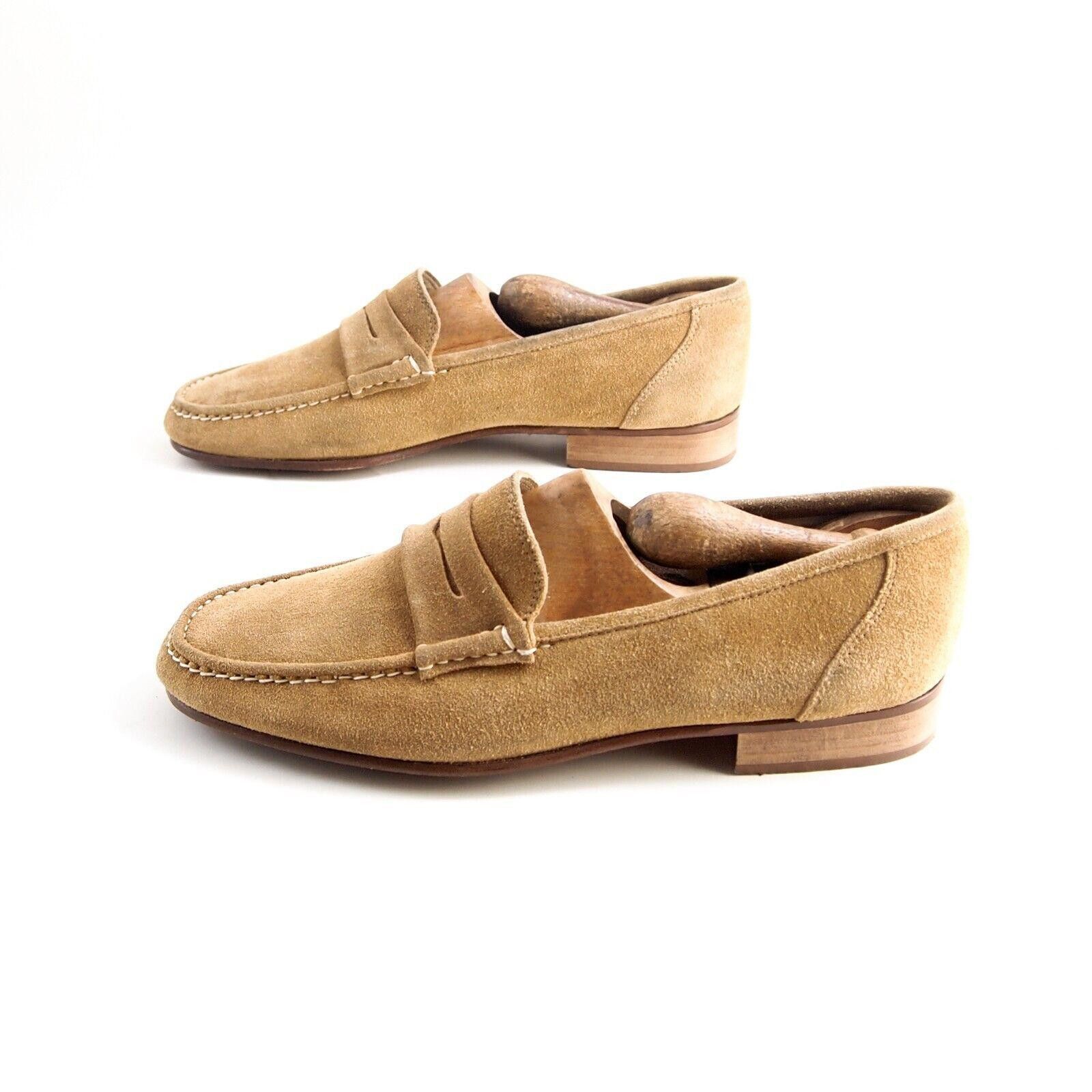 Designer Mauro Volponi Penny Loafers Beige Suede Mens US 8 EU 41 Size US 8 / EU 41 - 3 Thumbnail