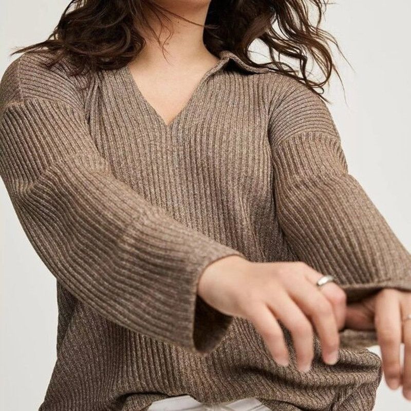 Corridor Torrid Womens Ribbed Collared Hacci Knit Bronze Sweater Size XL / US 12-14 / IT 48-50 - 1 Thumbnail