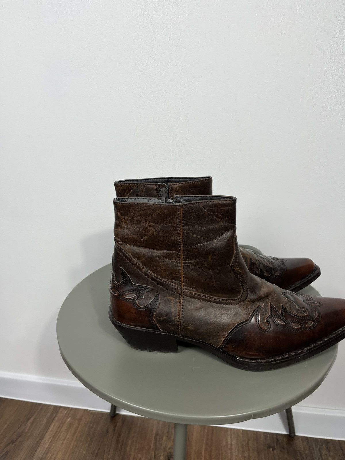 Other Vintage Western Faux Leather Ankle Boots Brown EU 42 Size US 9 / EU 42 - 3 Thumbnail