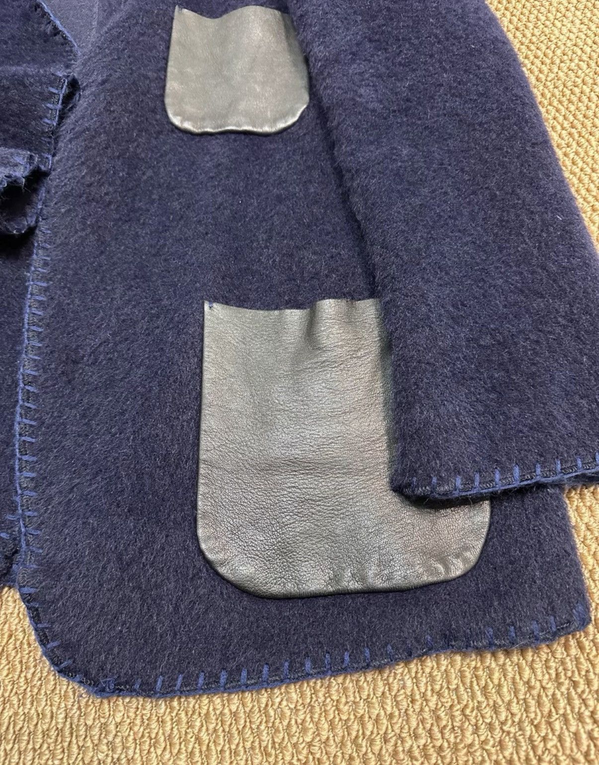 Bed j.w. Ford BED J.W. FORD Navy Alpaca Wool Collarless Jacket K23 Size US M / EU 48-50 / 2 - 4 Thumbnail