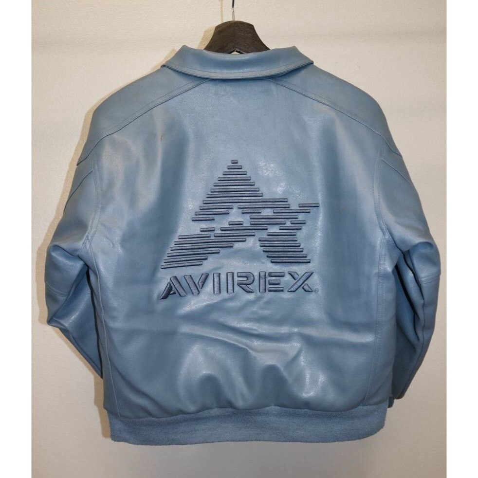 Avirex 90s Avirex Blue Leather Varsity Jacket Women M Size M / US 6-8 / IT 42-44 - 2 Thumbnail