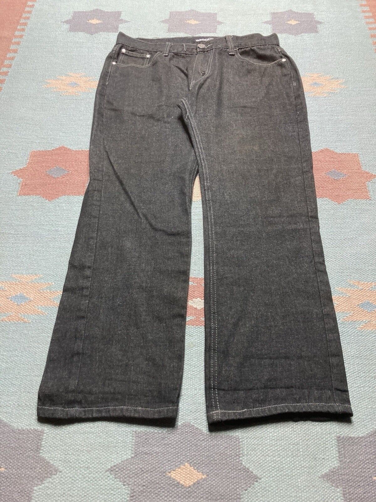 Mecca × Vintage VTG y2k baggy jeans Mecca embroidered black skater 34x28 Size US 34 / EU 50 - 5 Thumbnail