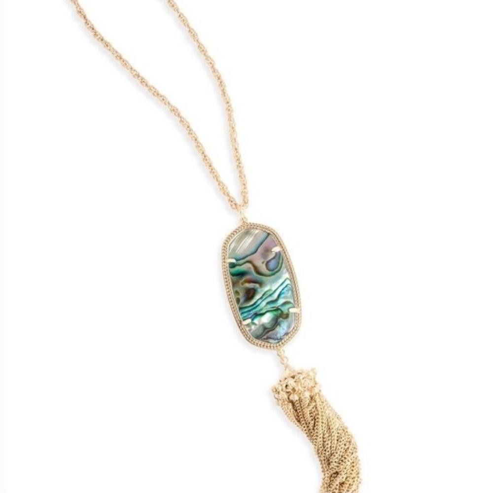 Kendra Scott Kendra Scott Rayne Abalone Shell Long Gold Fringe Necklace Size ONE SIZE - 1 Thumbnail