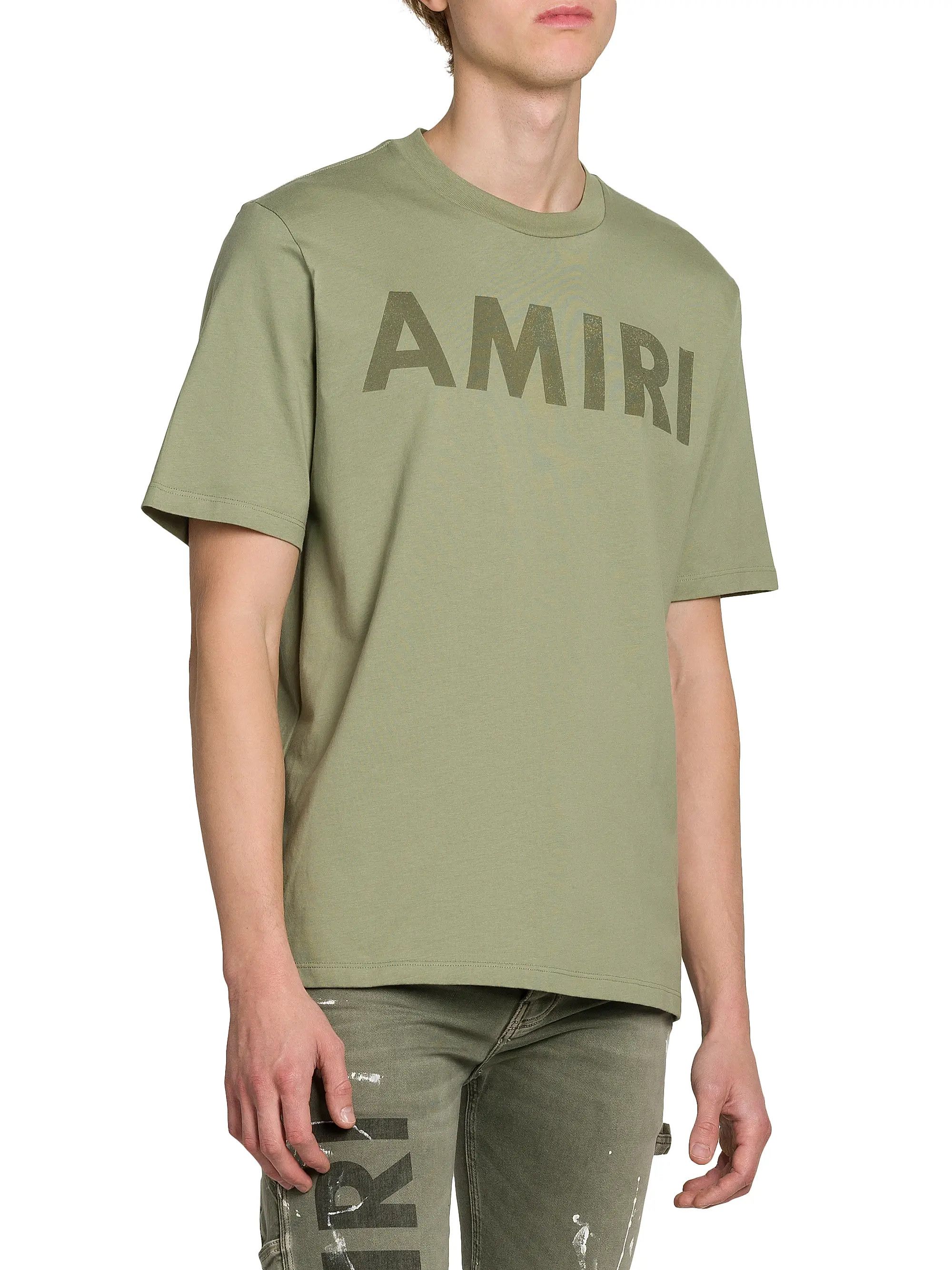 Amiri os11x1225 Logo Stencil T-Shirt in Olive Size US L / EU 52-54 / 3 - 4 Thumbnail