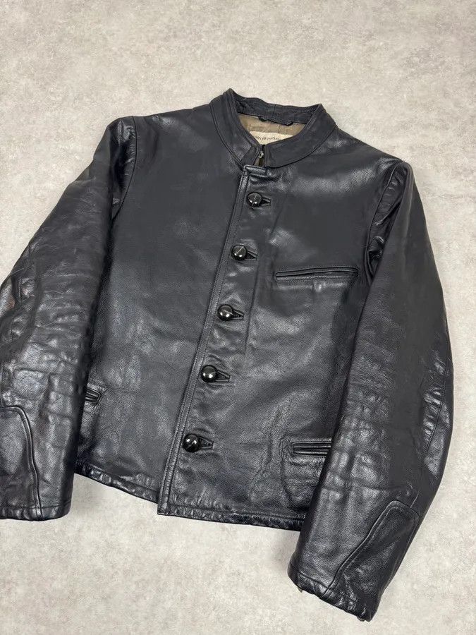 Emporio Armani 1990s Emporio Armani Mao Black Grain Leather Buttoned Jacket Size US S / EU 44-46 / 1 - 2 Thumbnail