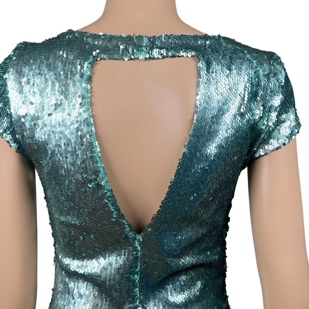 Zara Zara Basic Collection Green Sequin Mini Dress XS Size XS / US 0-2 / IT 36-38 - 7 Thumbnail